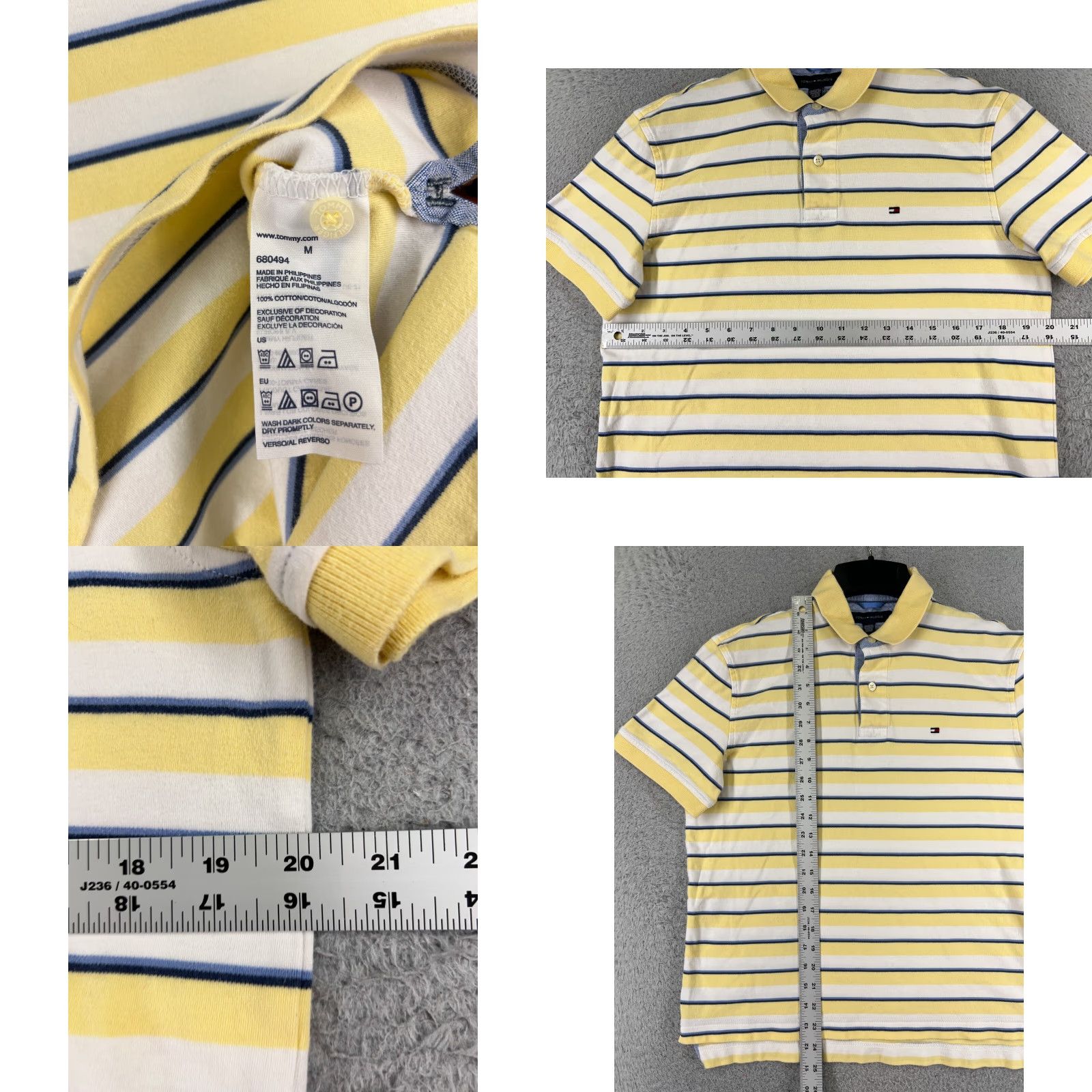 Tommy Hilfiger Tommy Hilfiger Polo Shirt Men Medium Yellow Stripe Cotton Knit Short Sleeve Size US M / EU 48-50 / 2 - 8 Thumbnail