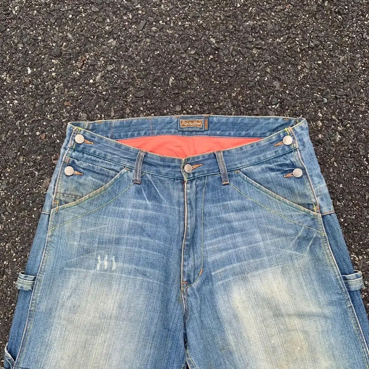 Japanese Brand Vintage Flip The Script Denim Baggy Hip Hop Jeans Pants Size US 35 - 3 Thumbnail