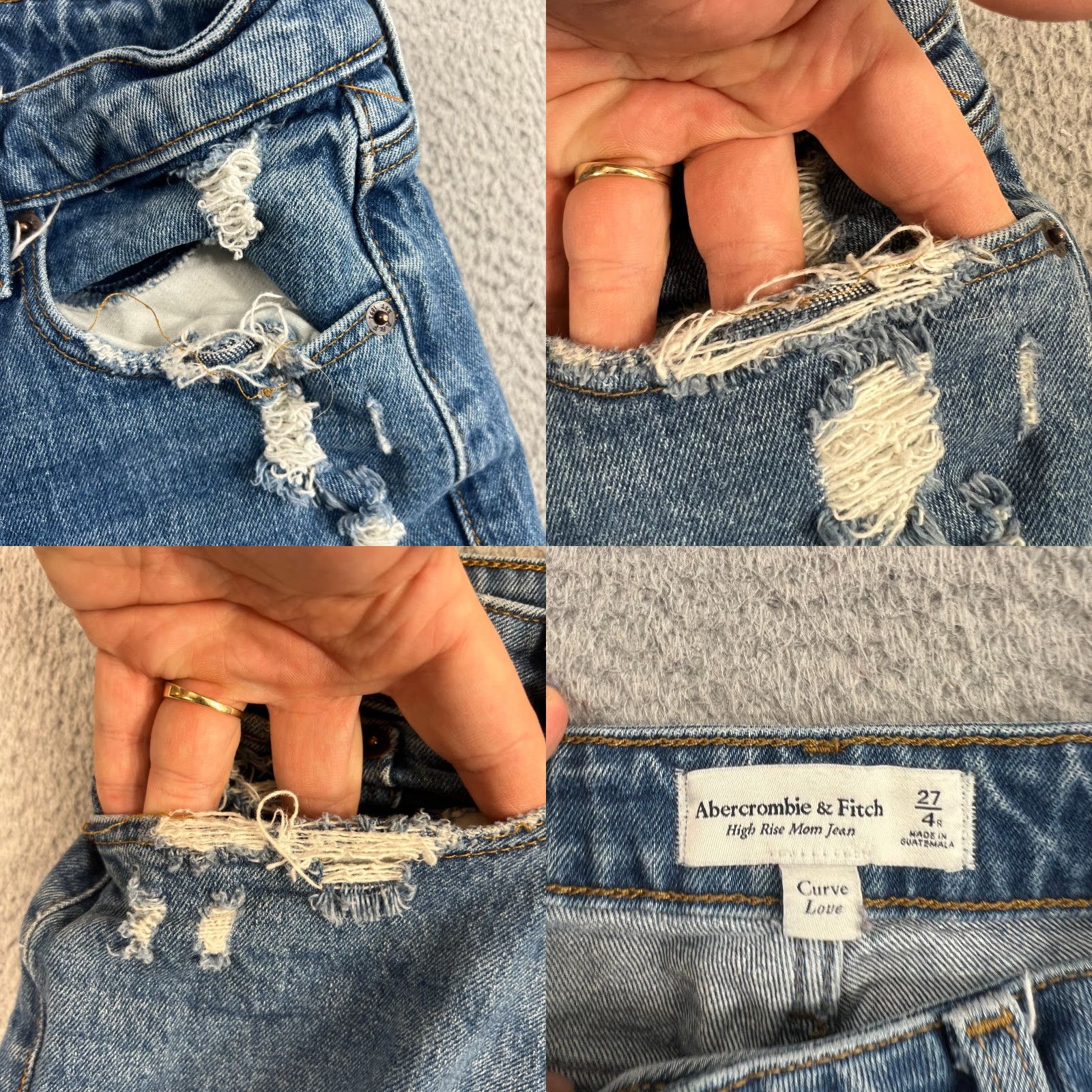 Abercrombie & Fitch Abercrombie & Fitch Mom High Rise Curve Love Jeans Size 27/4 R Blue Women Size 27" / US 4 / IT 40 - 8 Thumbnail