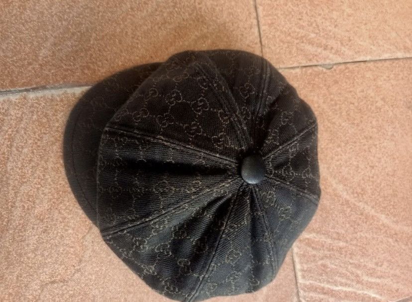 Gucci Vintage Gucci GG pattern leather-trimmed newsboy cap Size ONE SIZE - 2 Thumbnail