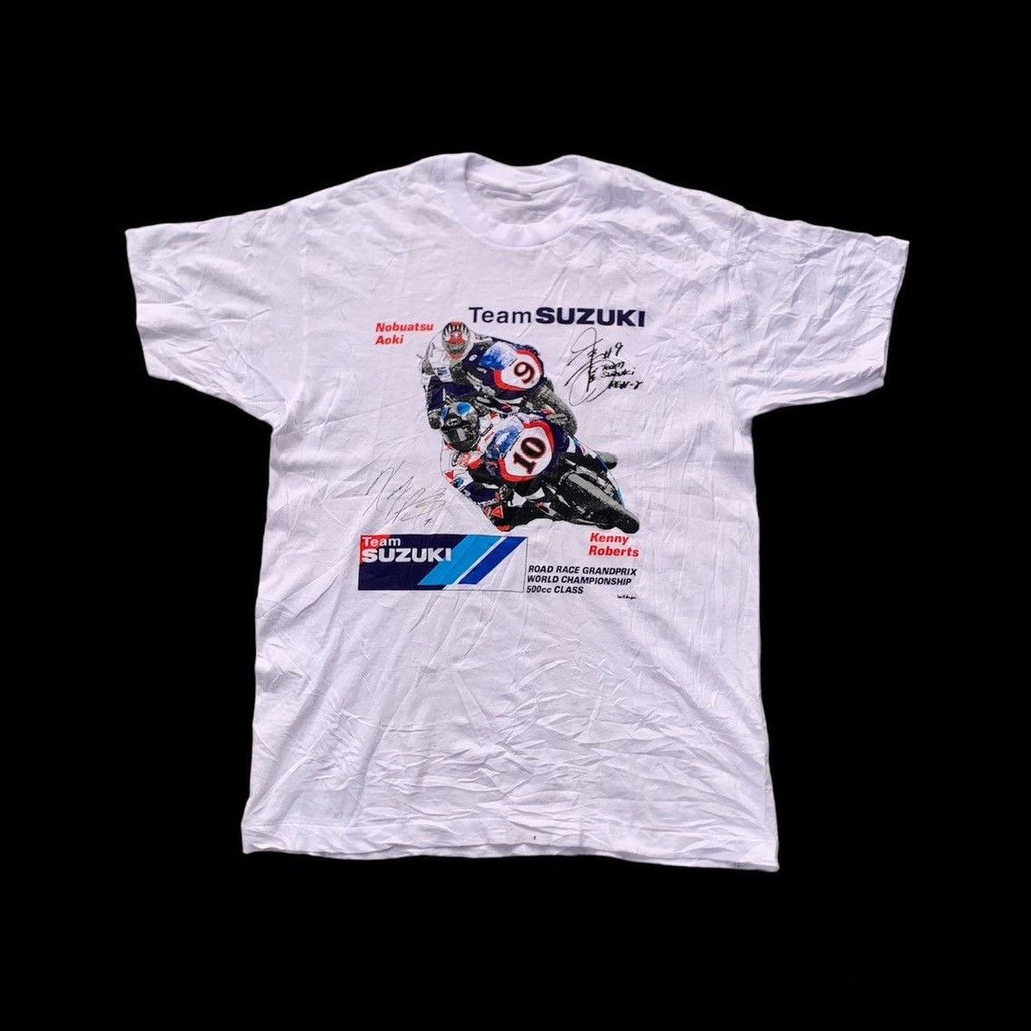 Vintage Vintage 90s Suzuki Racing Team Kenny Roberts Aoki T-Shirt Size US L / EU 52-54 / 3 - 1 Thumbnail