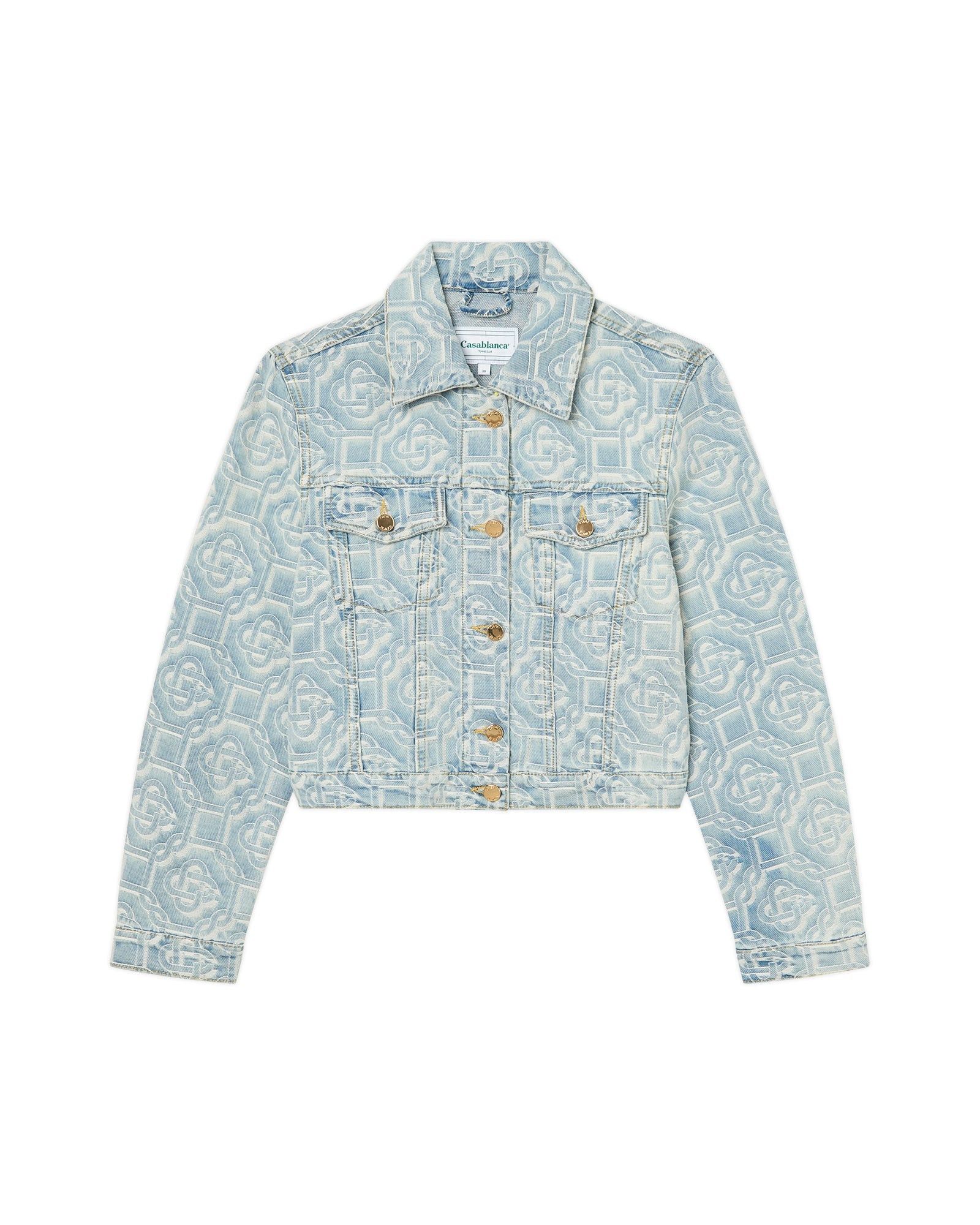 Casablanca o1mle0326 Denim Jacket Bleached Classic Monogram in Blue Size US M / EU 48-50 / 2 - 1 Thumbnail