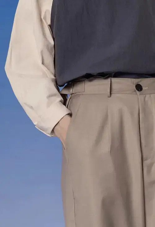 Japanese Brand 20SS Indigo Union Japan Khaki Minimal Relaxed Fit Pants Size US 33 - 3 Thumbnail