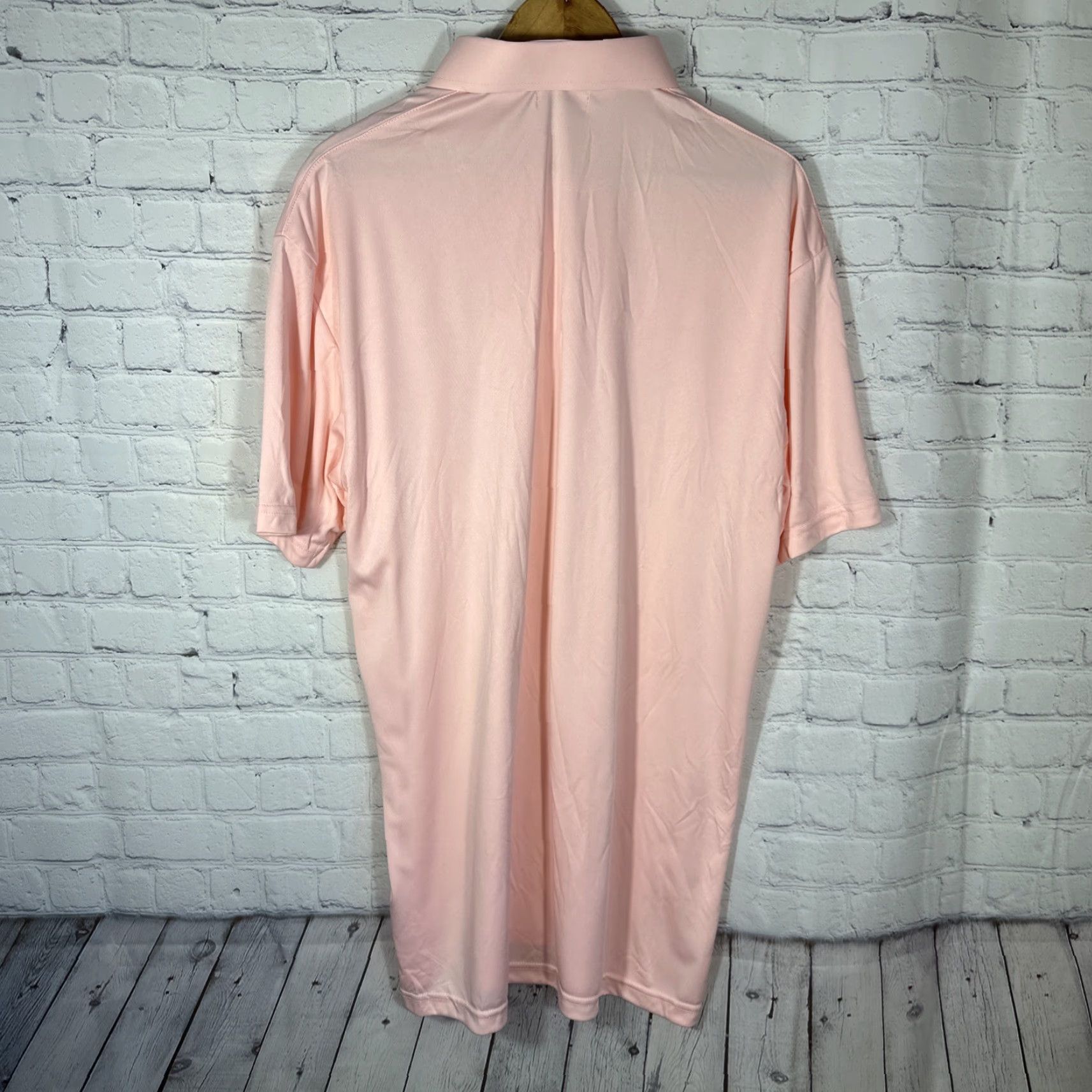 CO COLLARS & CO Polo Dress Shirt Mens XL Tall Pink Solid Stretch Golf Short Sleeve Spread Collar Size US XL / EU 56 / 4 - 7 Thumbnail