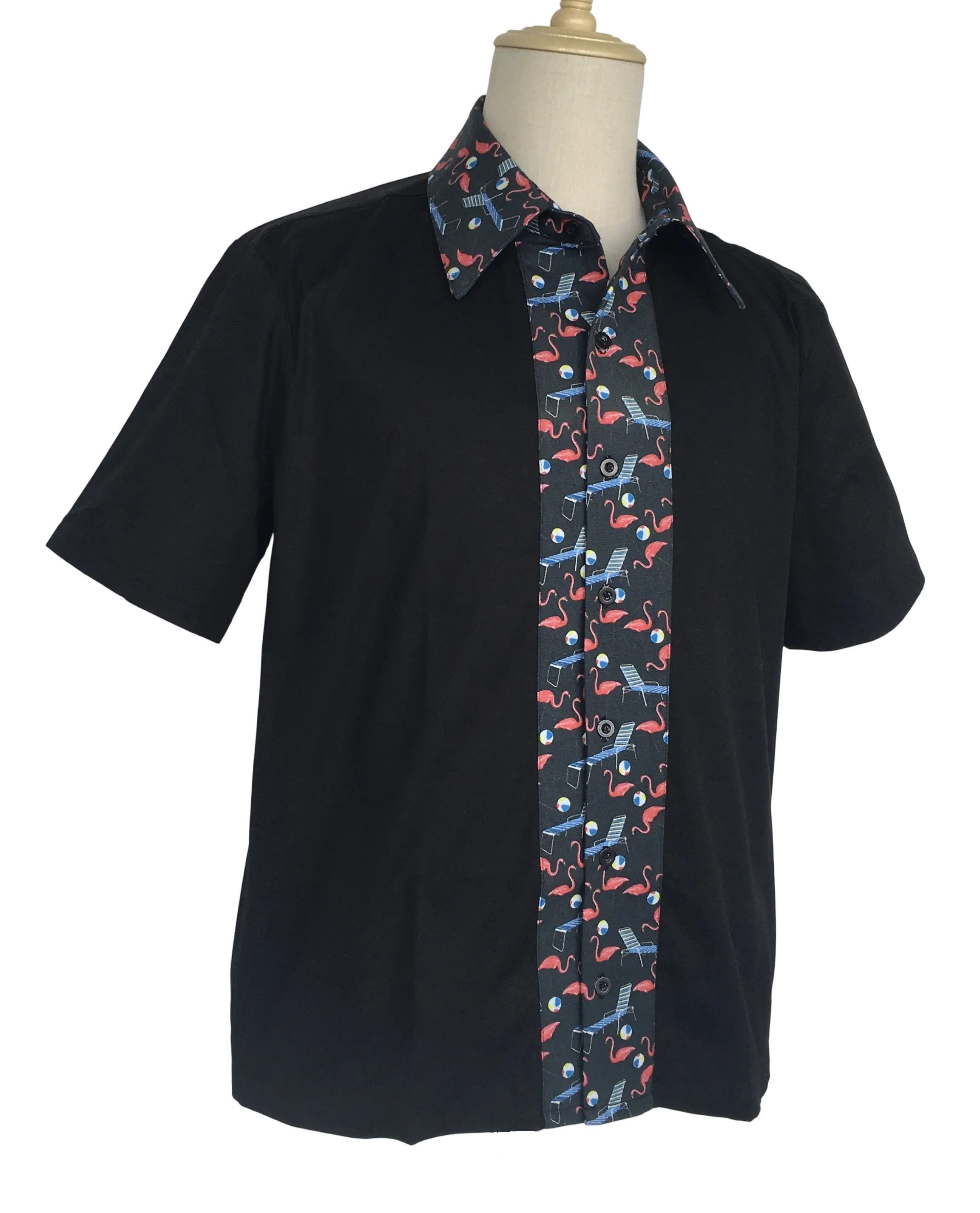 Other Men shirt short sleeves flamingo pattern casual tops Size US L / EU 52-54 / 3 - 2 Thumbnail