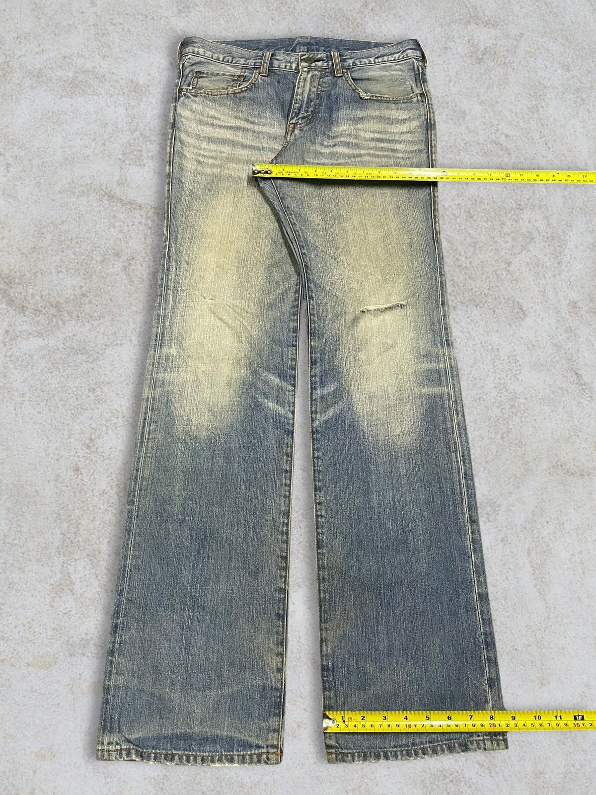 ABAHOUSE Japanese Denim Abahouse High Waist Blue Wash Ripped Jeans Size 32" / US 10 / IT 46 - 15 Thumbnail