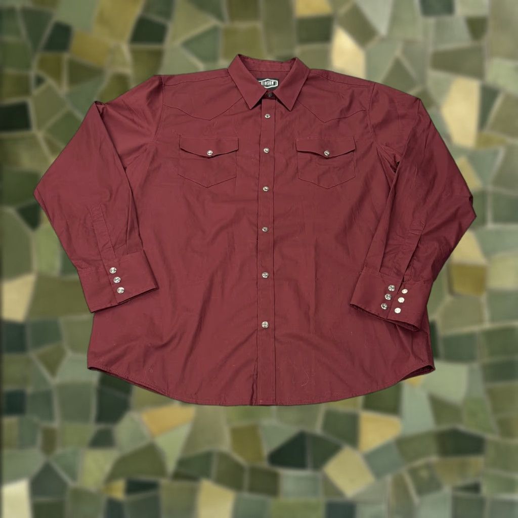 Vintage Gibson Trading Company Shirt Mens XL Burgundy Western Pearl Snap Long Sleeve Size US XL / EU 56 / 4 - 1 Thumbnail