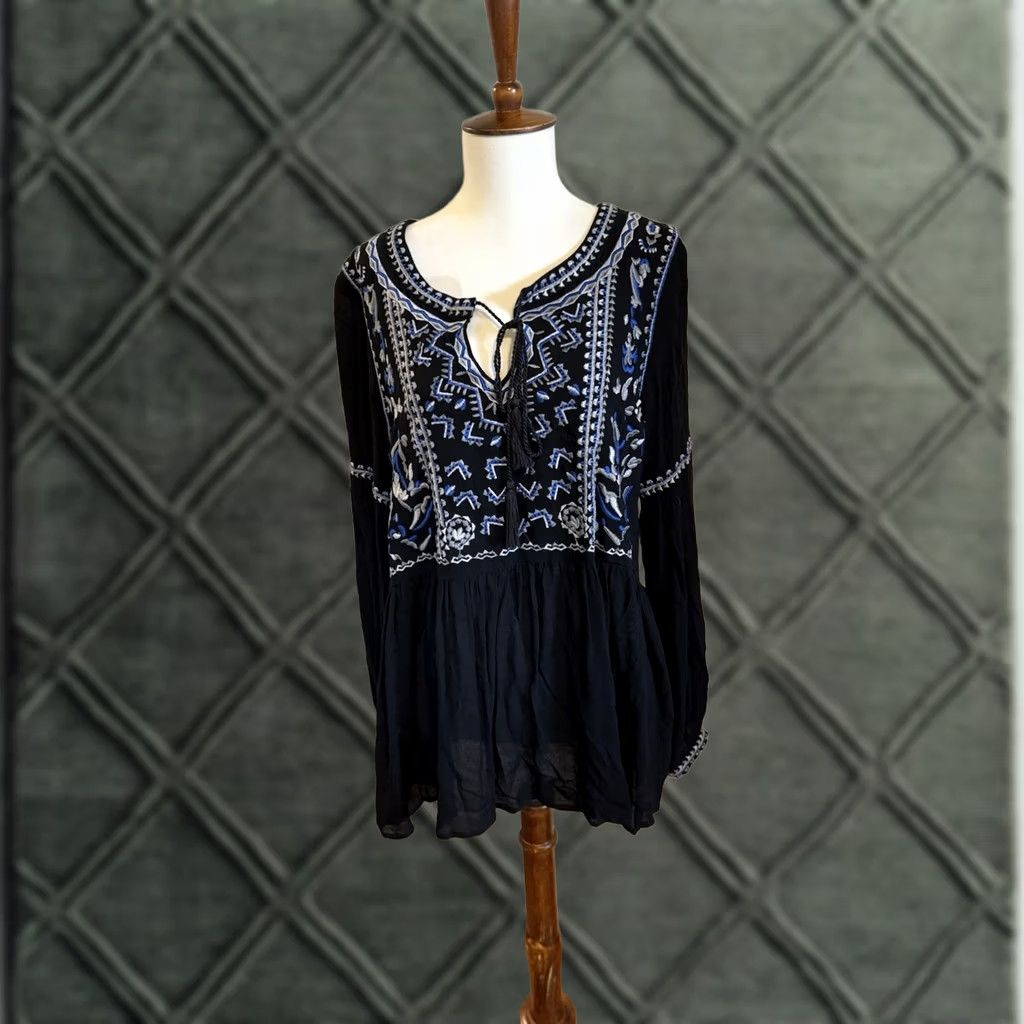 Vintage Stitch Fix Brixon Ivy Aloe Embroidery Top Boho Festival Nwt L Black Womens Blouse L Ivy Embroidery Boho Festival Size L / US 10 / IT 46 - 1 Thumbnail