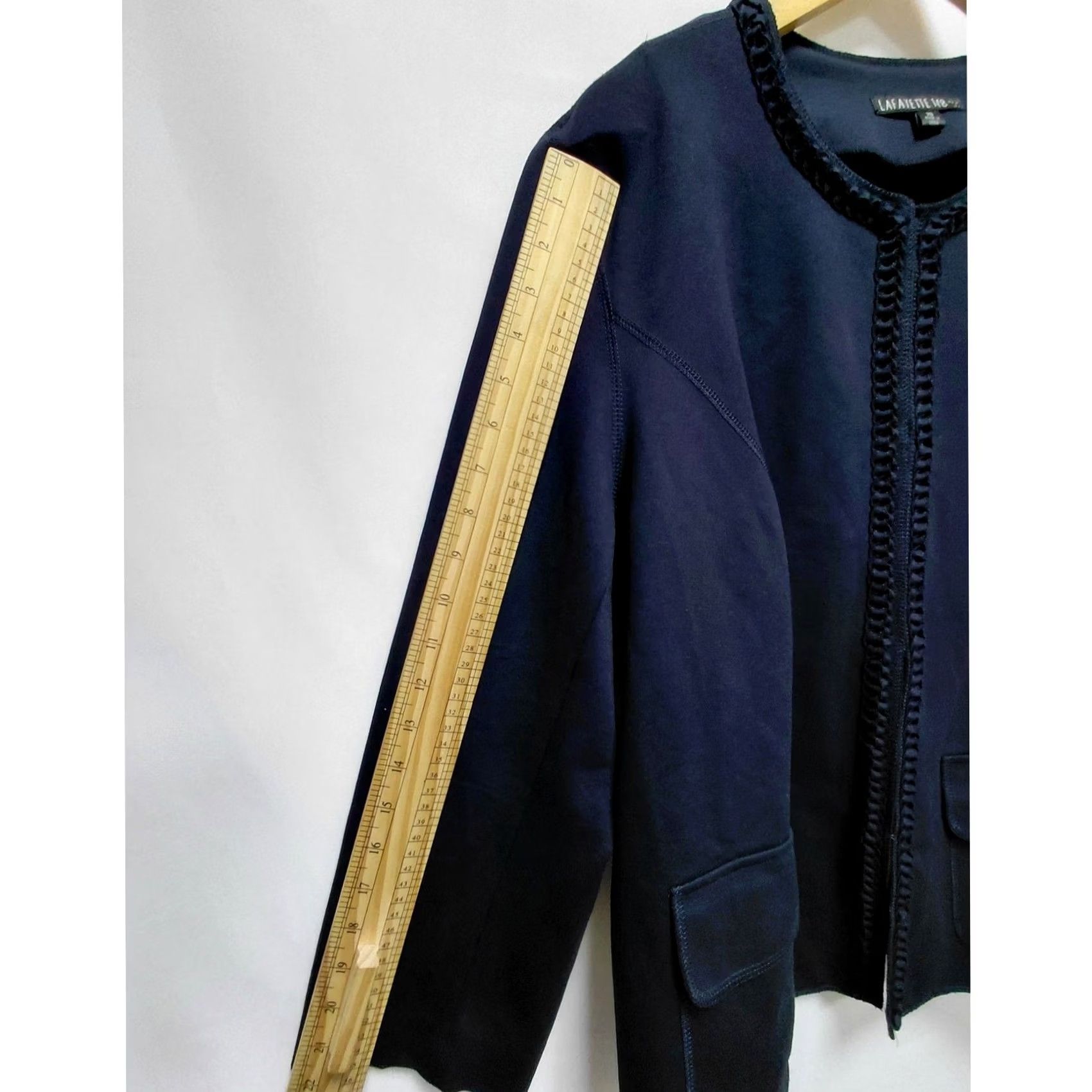 Vintage LAFAYETTE 148 Navy Jacket Solid Long Sleeve Size 20 Womens Regular 20 Black Fur Trim Jacket Size 3XL / US 20-22 - 7 Thumbnail
