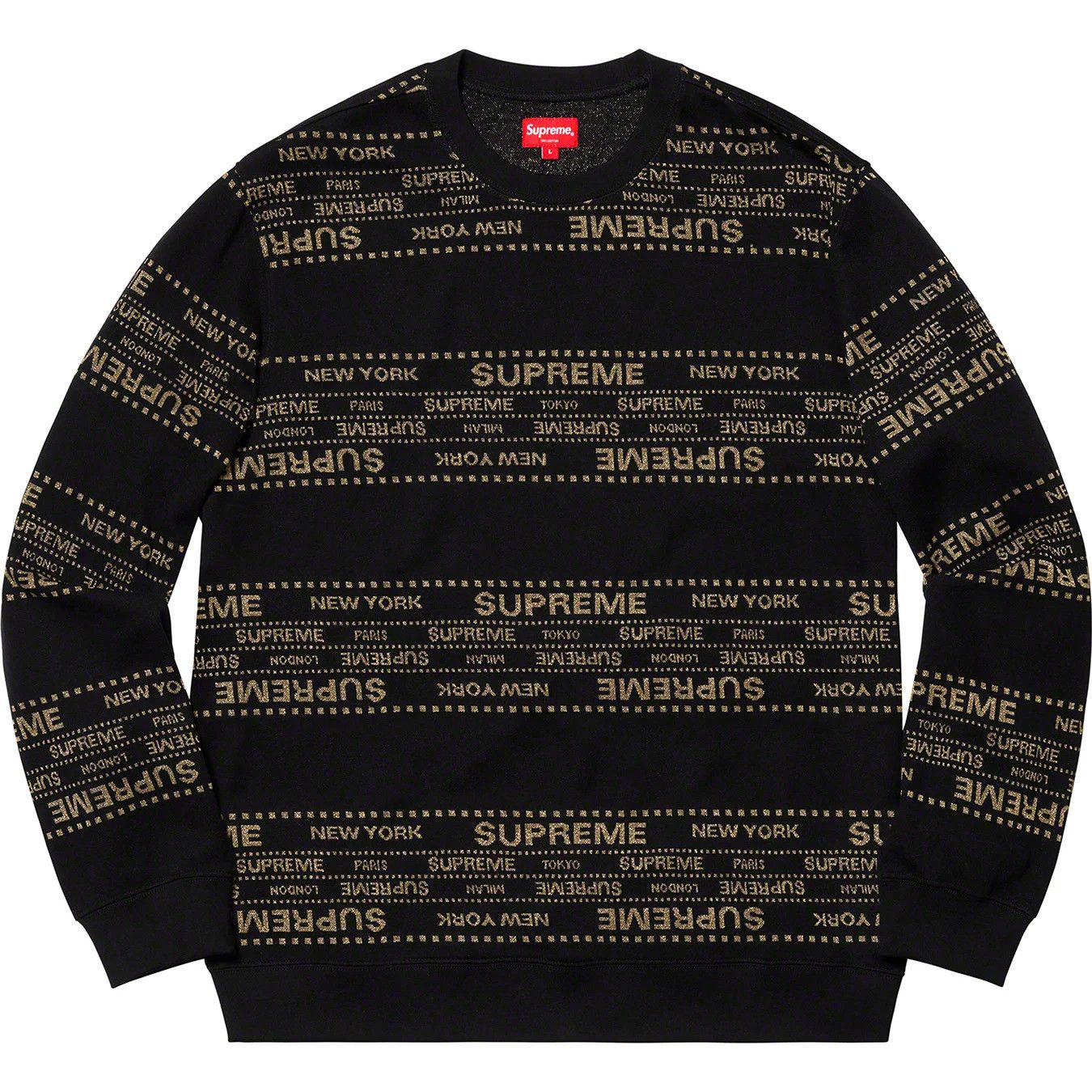 image of Supreme Metallic Jacquard Crewneck Black Xlarge, Men's