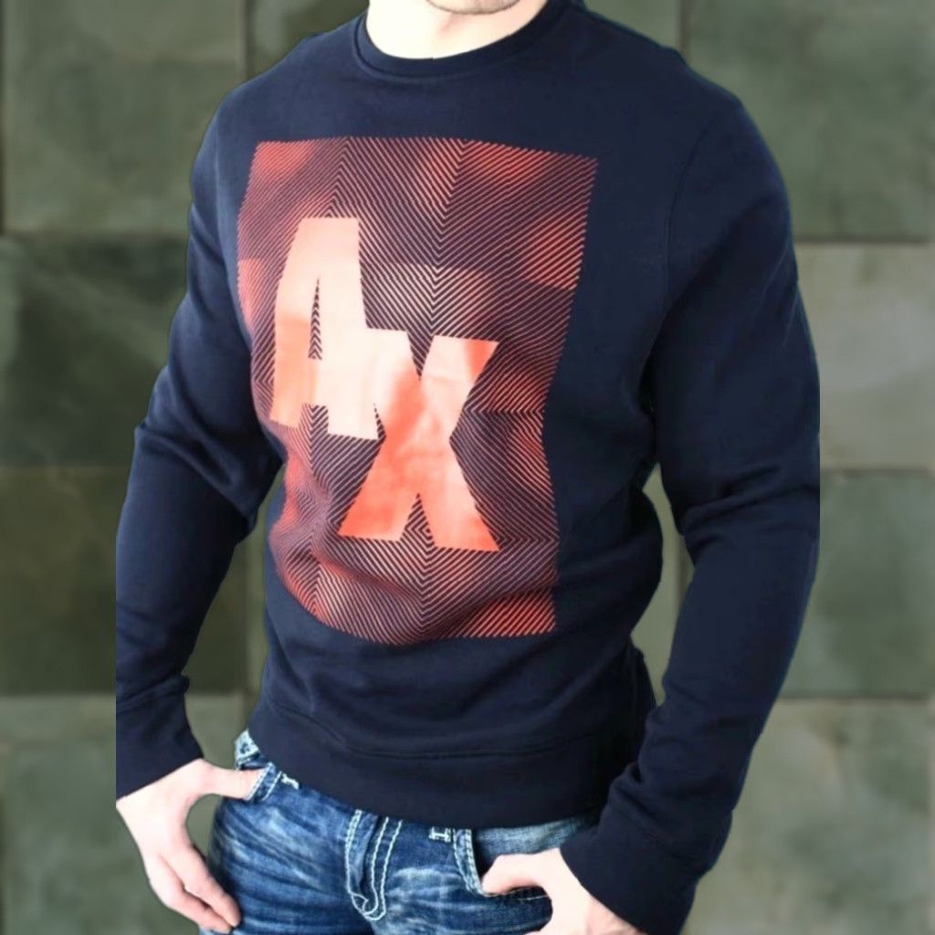 Armani Exchange Armani Exchange A|X Mens Fleece Logo Sweatshirt Crew Graphic XL Multicolor Crew Neck Pullover Lined Size XL Sweatshirt Men Size US XL / EU 56 / 4 - 1 Thumbnail