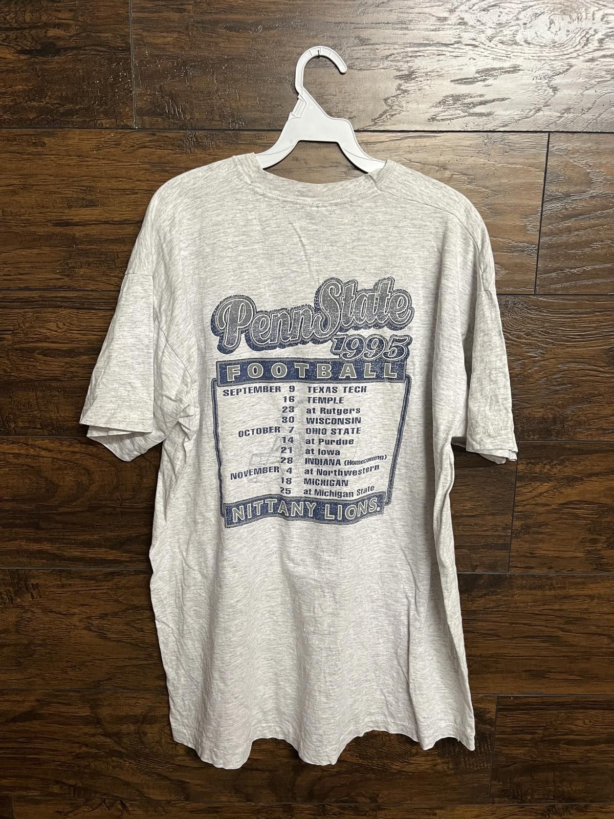 Fruit Of The Loom VTG Penn State T-shirt 1995 Football Schedule Nittany Lions Size US XL / EU 56 / 4 - 1 Thumbnail