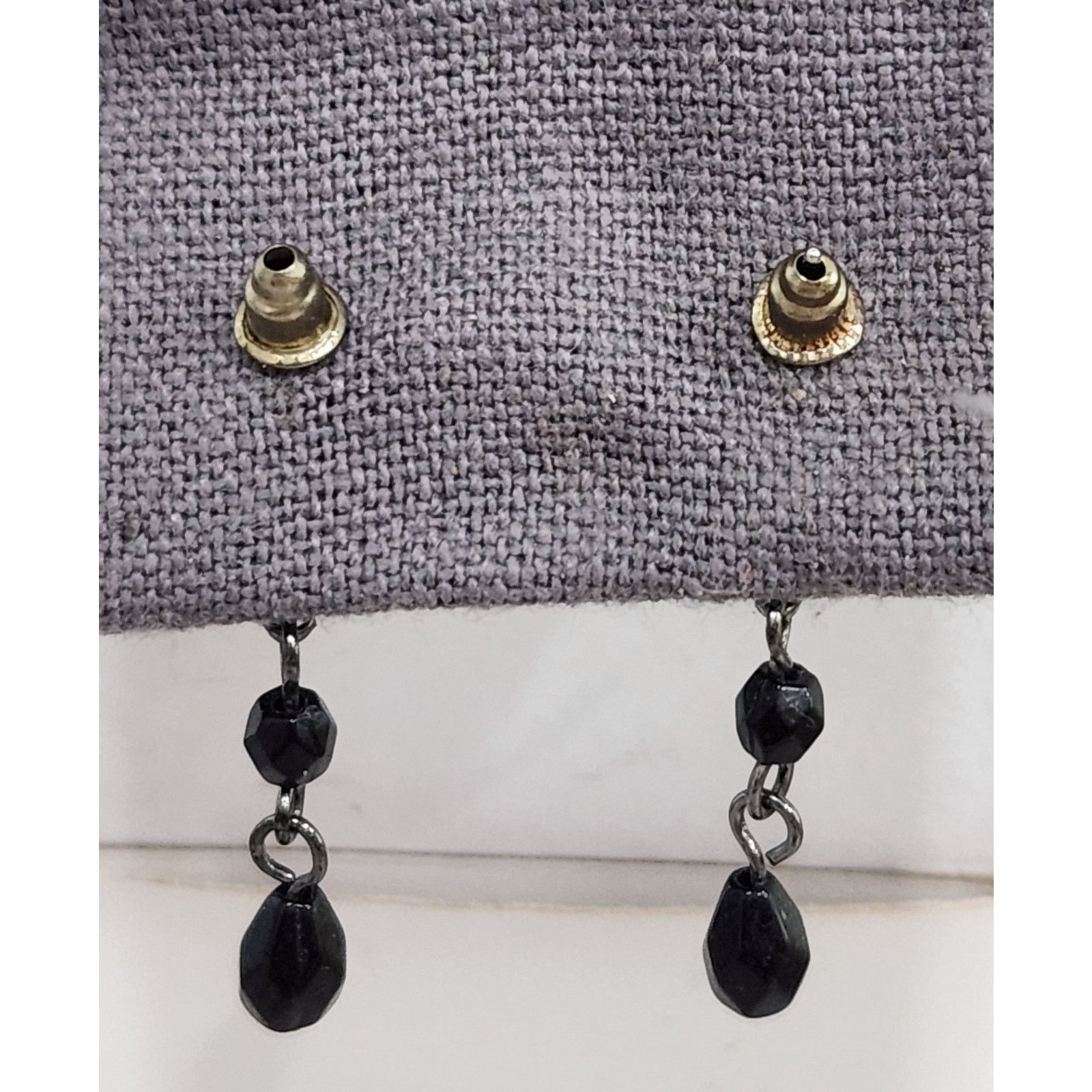 Other Black And Rhinestones Flower Shape Dangle Stud Earrings 1.5" Size ONE SIZE - 2 Thumbnail