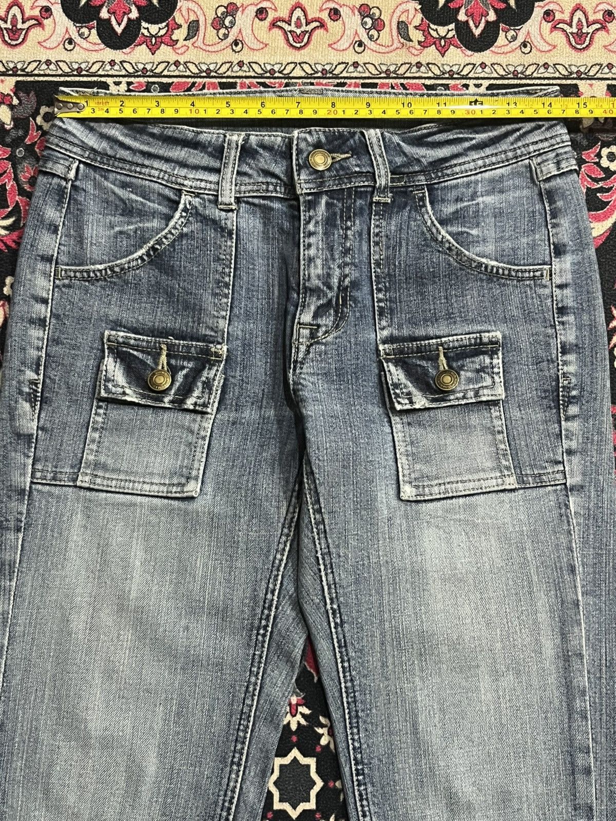 If Six Was Nine ⚡️Flare⚡️Vintage Japanese Blue Washed Bush Pant Frayed Jeans Size US 28 / EU 44 - 13 Thumbnail