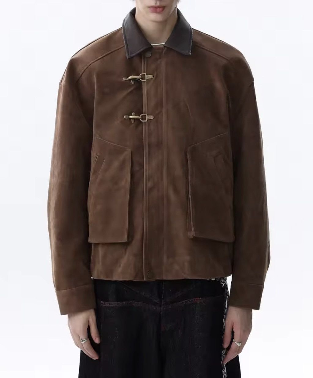 Japanese Brand Suede-Effect PU Leather Trucker Jacket – Boxy Minimalist Size US XXL / EU 58 / 5 - 6 Thumbnail