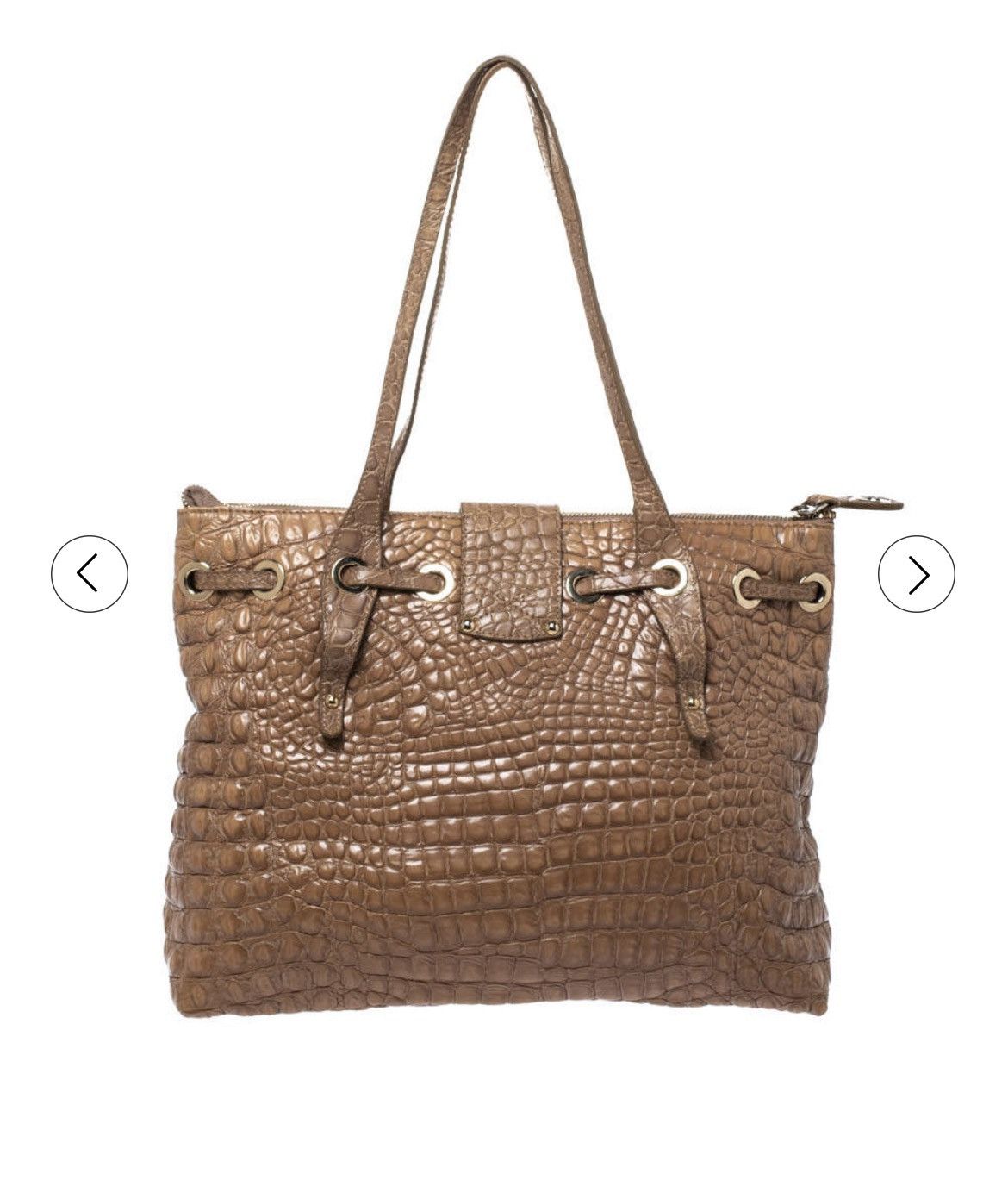 Jimmy Choo Authentic JIMMY CHOO Tan Croc Embossed Leather Rhea Tote Bag Size ONE SIZE - 7 Thumbnail