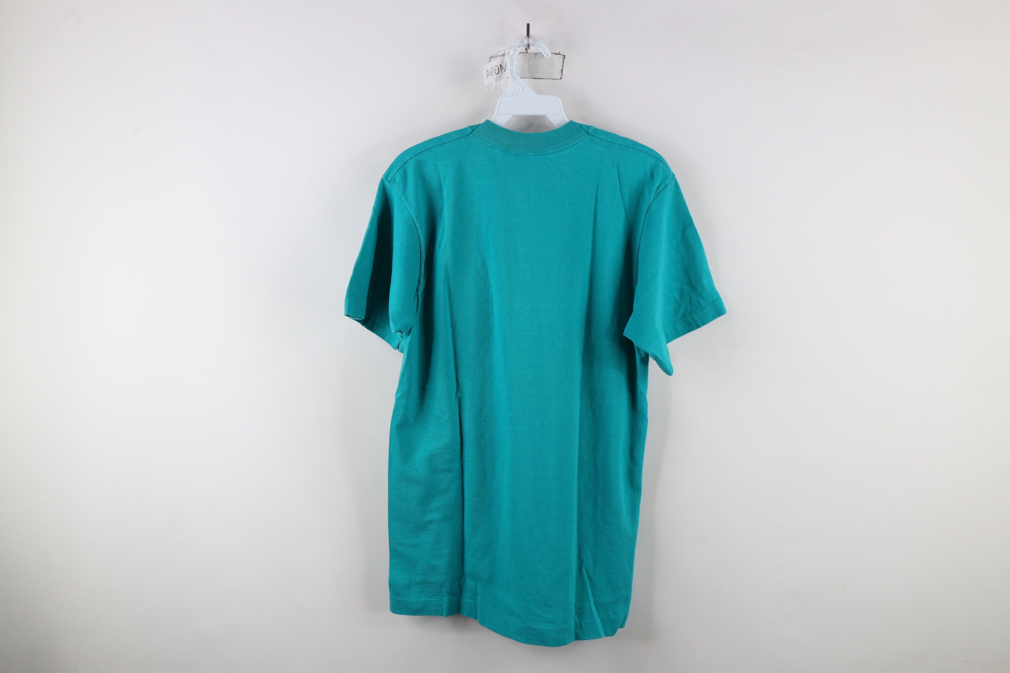 Vintage Vintage 90s Streetwear Blank Pocket T-Shirt Cotton Teal USA Size US M / EU 48-50 / 2 - 7 Thumbnail
