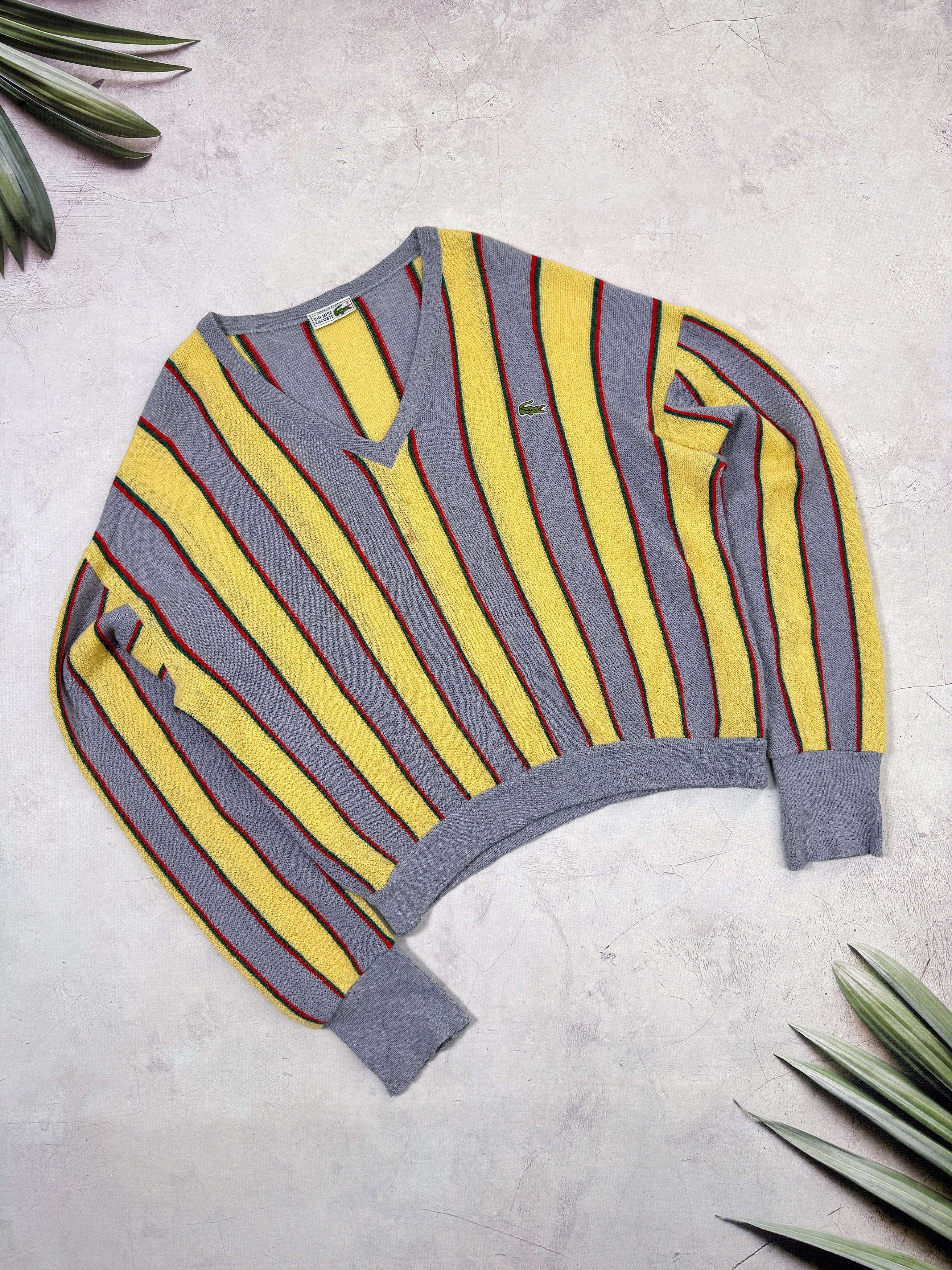 Lacoste Vintage Chemise Lacoste Sweater V-Neck Wool Striped Size US L / EU 52-54 / 3 - 1 Thumbnail