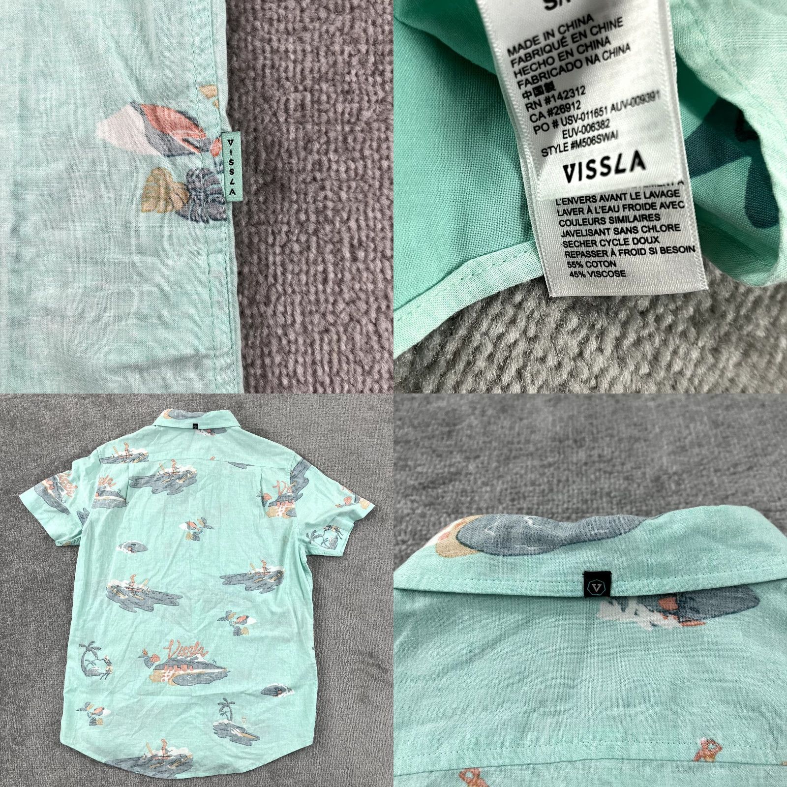 Vissla VINTAGE VISSLA Shirt Men Small Mint Green Hawaiian Floral Aloha Button Up Casual Summer Size US S / EU 44-46 / 1 - 8 Thumbnail