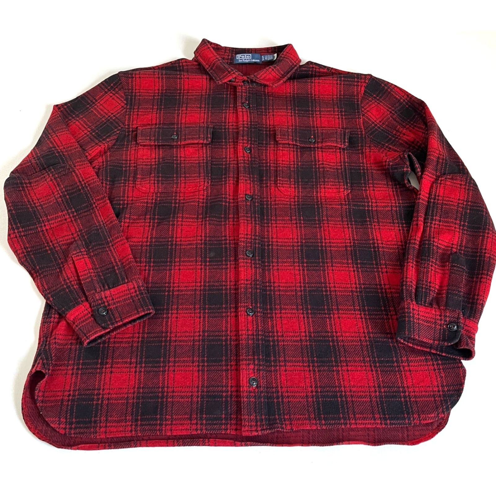 Polo Ralph Lauren VINTAGE Polo Ralph Lauren Men's Plaid Knit Flannel Workshirt XL Red Black Button-Up Casual, Classic Americana Mens Size US XL / EU 56 / 4 - 6 Thumbnail
