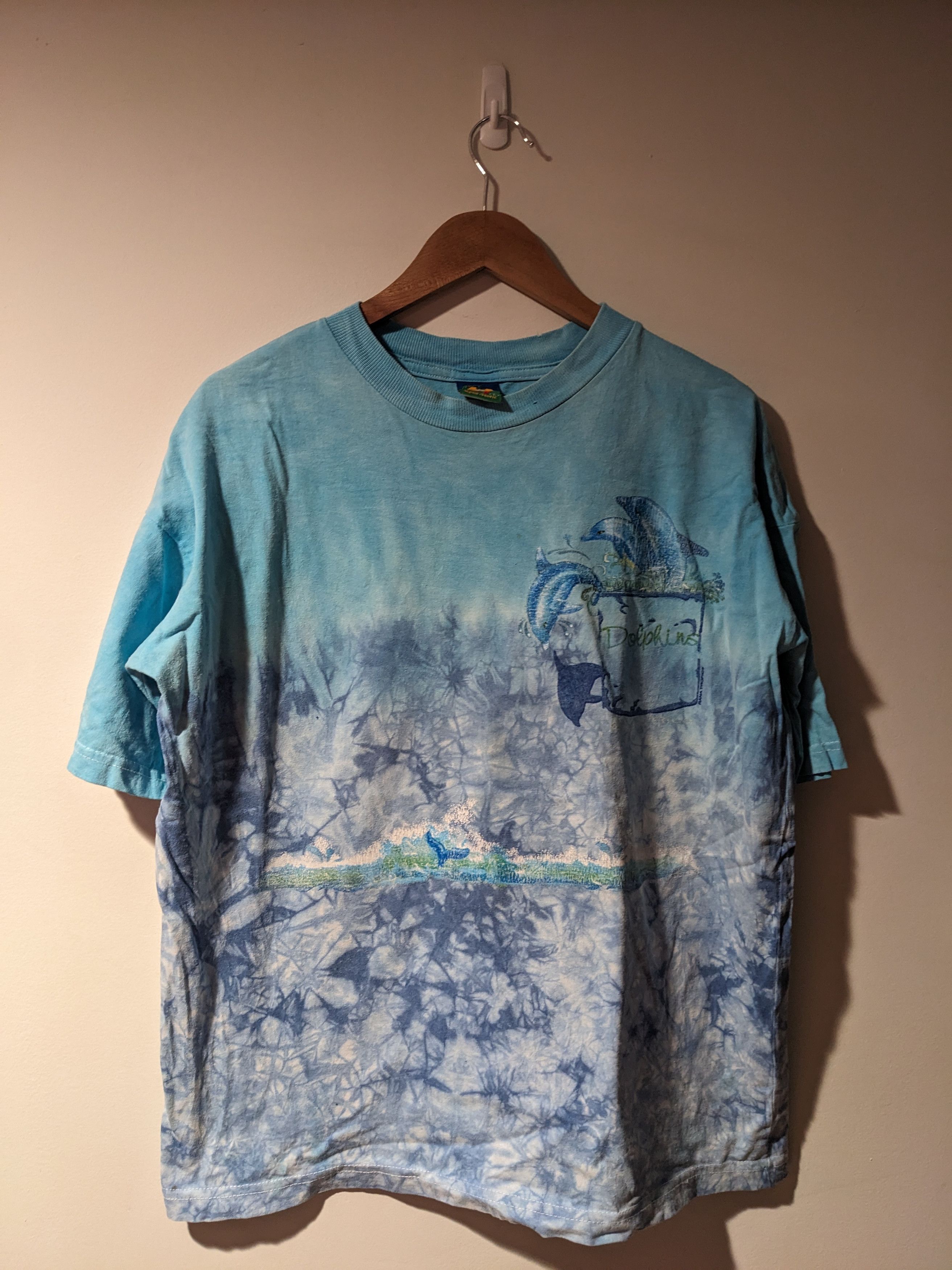 Fruit Of The Loom Vintage 90s Dolphins Animal Nature Blue Large T-Shirt Size US L / EU 52-54 / 3 - 1 Thumbnail
