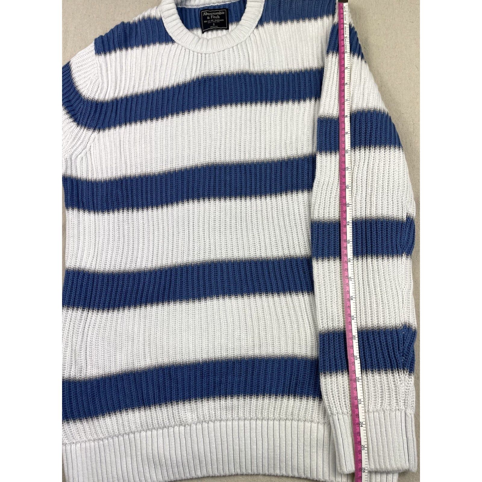 Abercrombie & Fitch Abercrombie & Fitch Knit Sweater Crewneck Striped Sz S Blue Mens Oversized Size US S / EU 44-46 / 1 - 5 Thumbnail