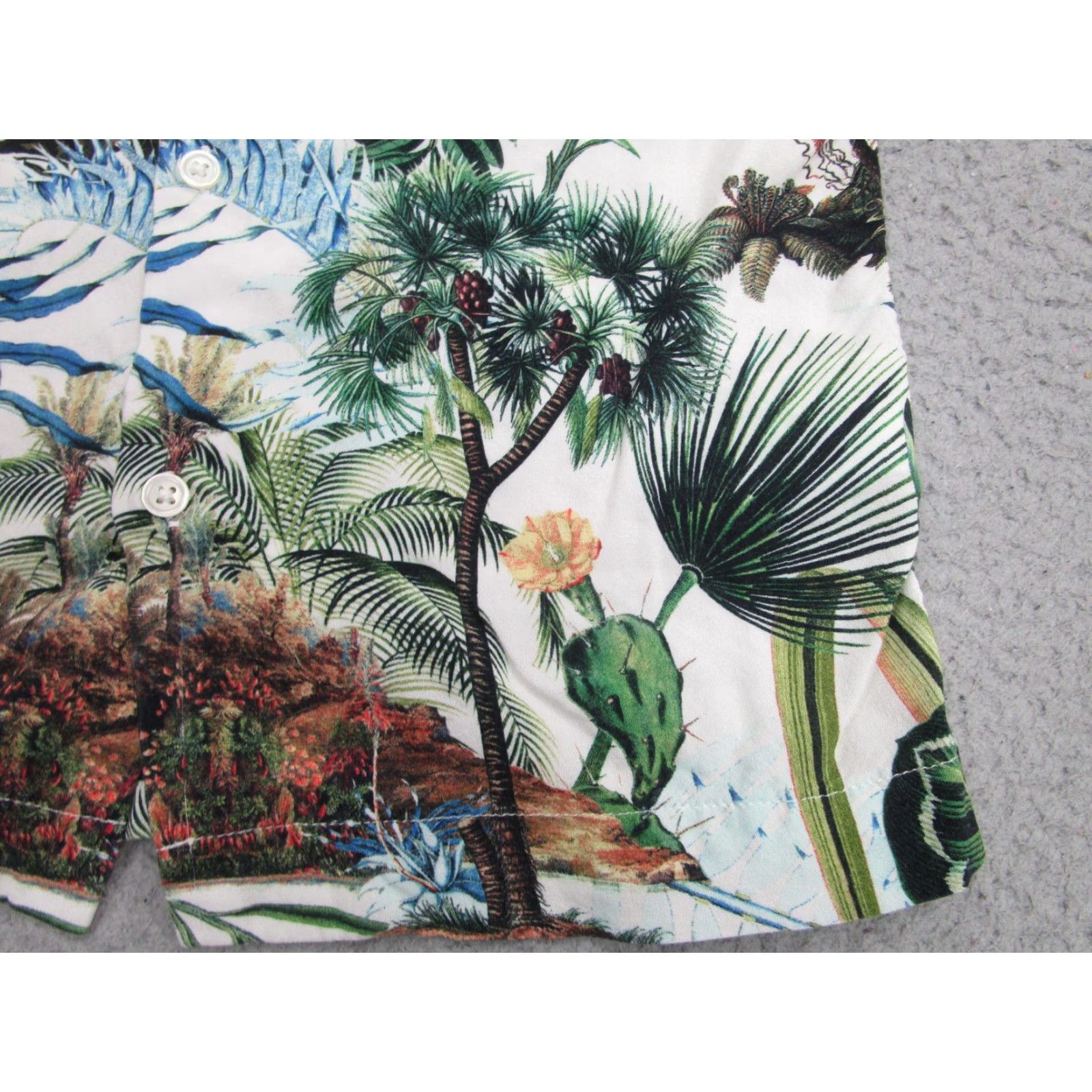 H&M H&M Shirt Mens XS White Palm Print Tropical Jungle Short Sleeve Button Front Size US XS / EU 42 / 0 - 5 Thumbnail