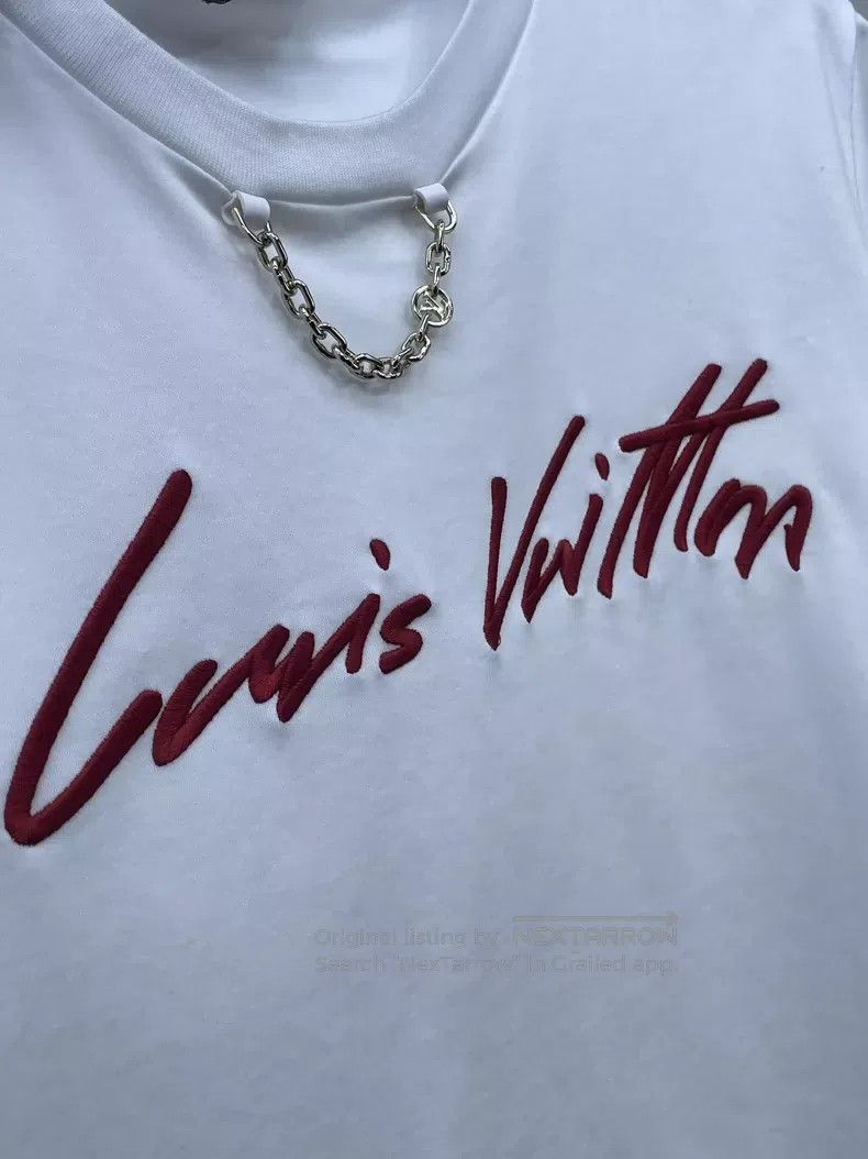 Louis Vuitton Louis Vuitton 25 New Embroidered Chain Short Sleeve Size L / US 10 / IT 46 - 4 Thumbnail