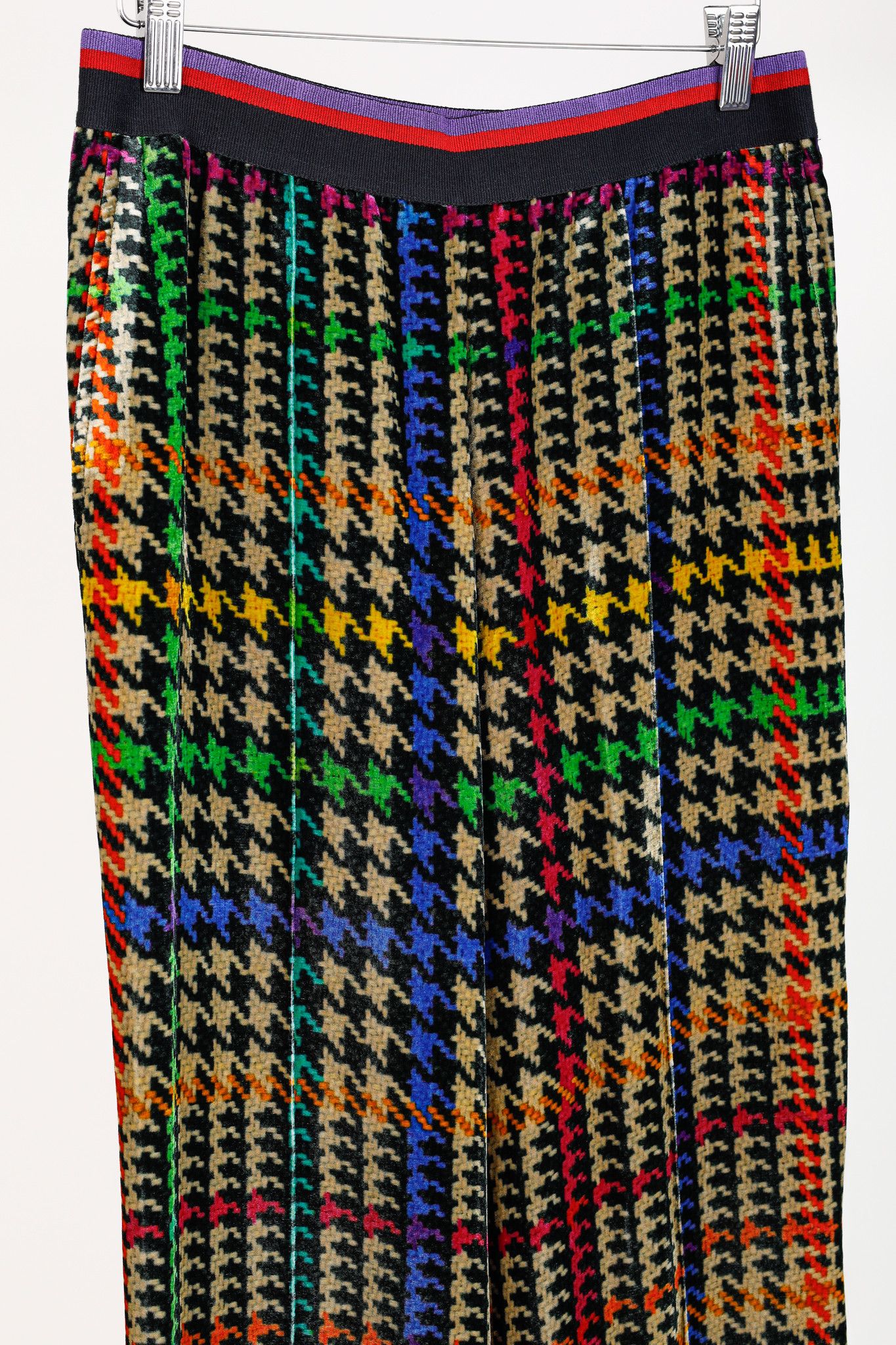 Etro Etro Beige & Black Multicoloured Houndstooth Velvet Pants Size 28" / US 6 / IT 42 - 3 Thumbnail