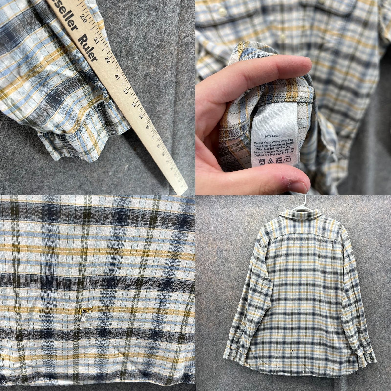 Eddie Bauer Eddie Bauer Shirt Men XLT Beige Yellow Casual Button Down Plaid Preppy Vintage Size US XL / EU 56 / 4 - 8 Thumbnail