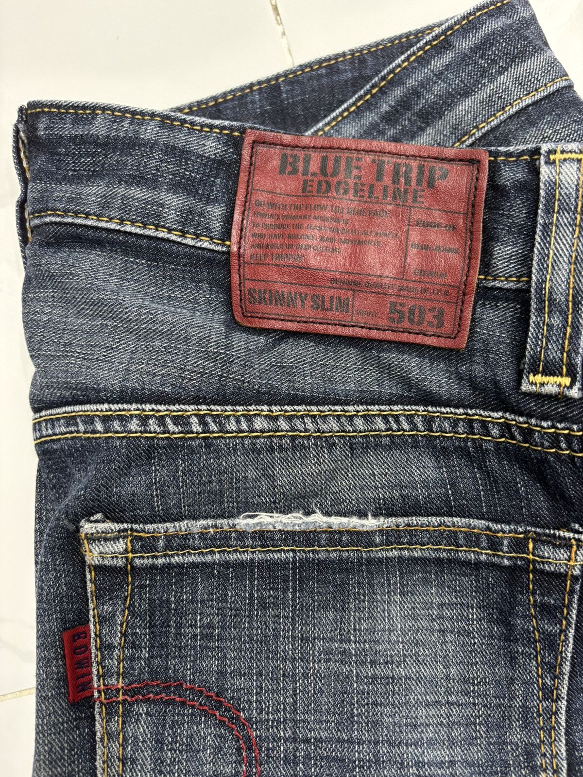 Edwin Edwin 503 Blue Trip Slim Washed Whisker Dirty Distress Size US 33 - 10 Thumbnail