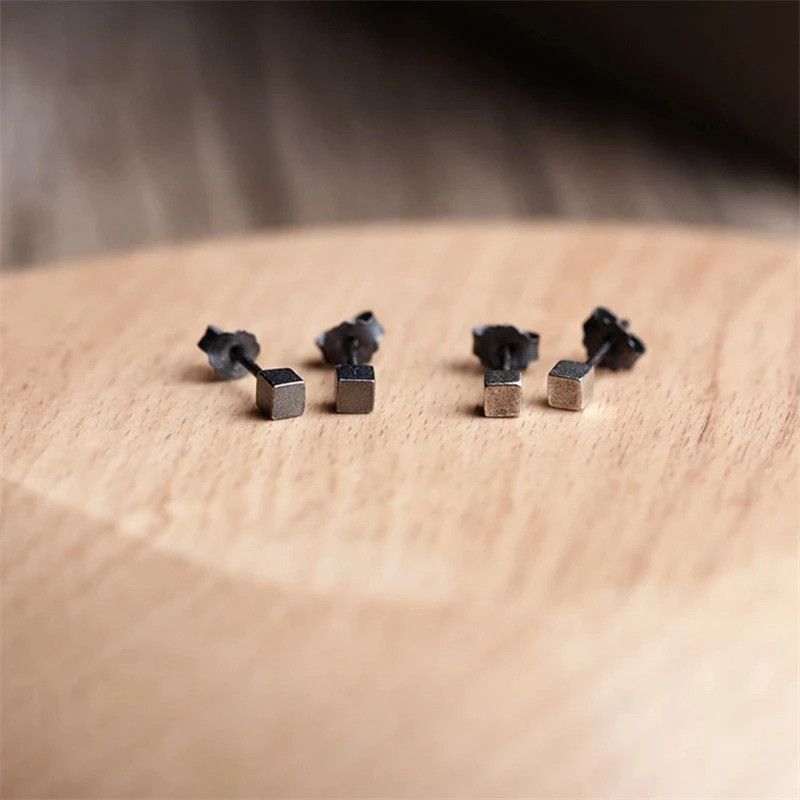 Jewelry Tiny Cute Cube Stud Earrings 925 Sterling Silver Ear Gift Size ONE SIZE - 6 Thumbnail