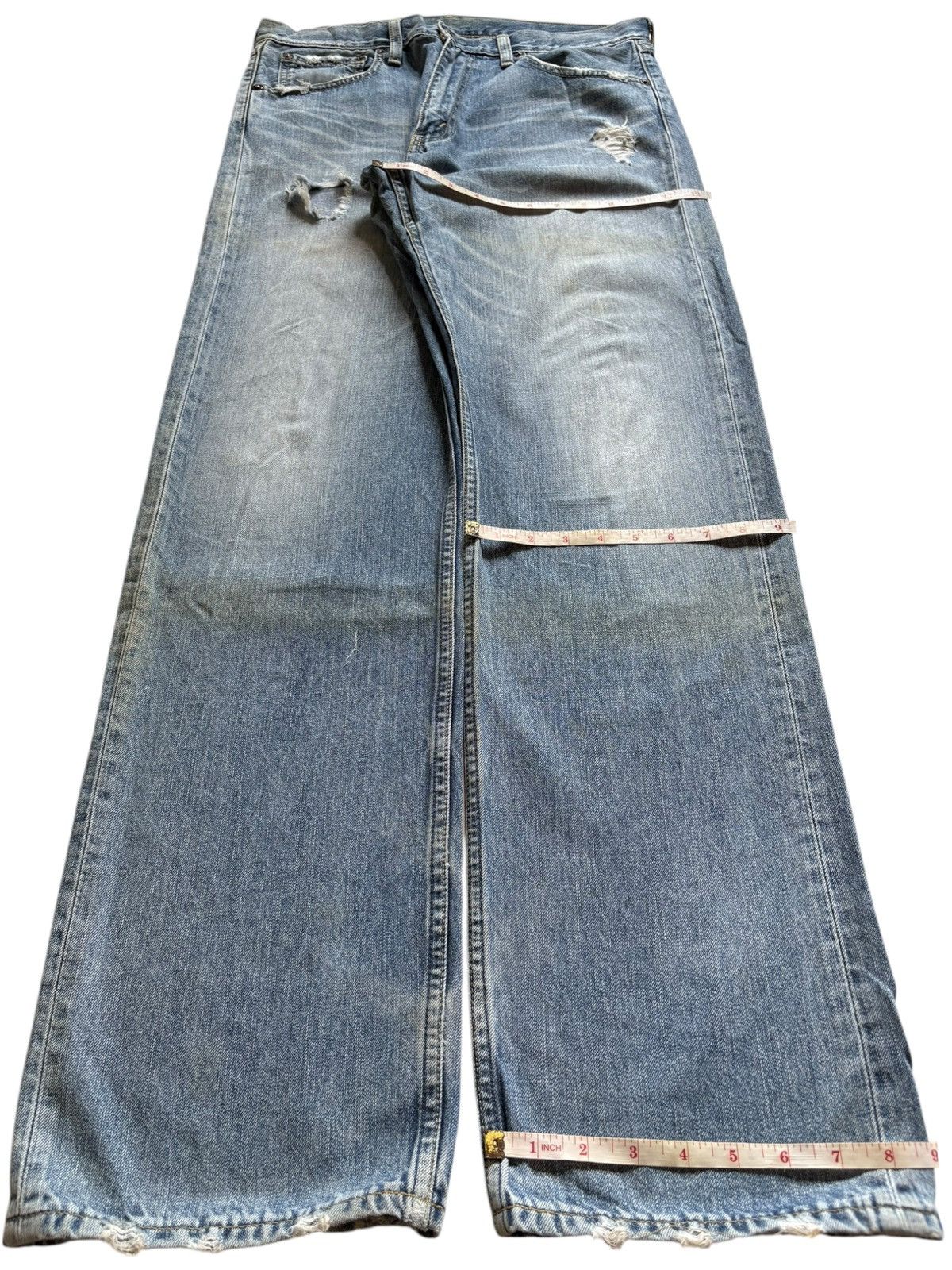 Levi's Vintage 90s Levis 503 Blue Wash Distressed Baggy Jeans Size US 33 - 14 Thumbnail