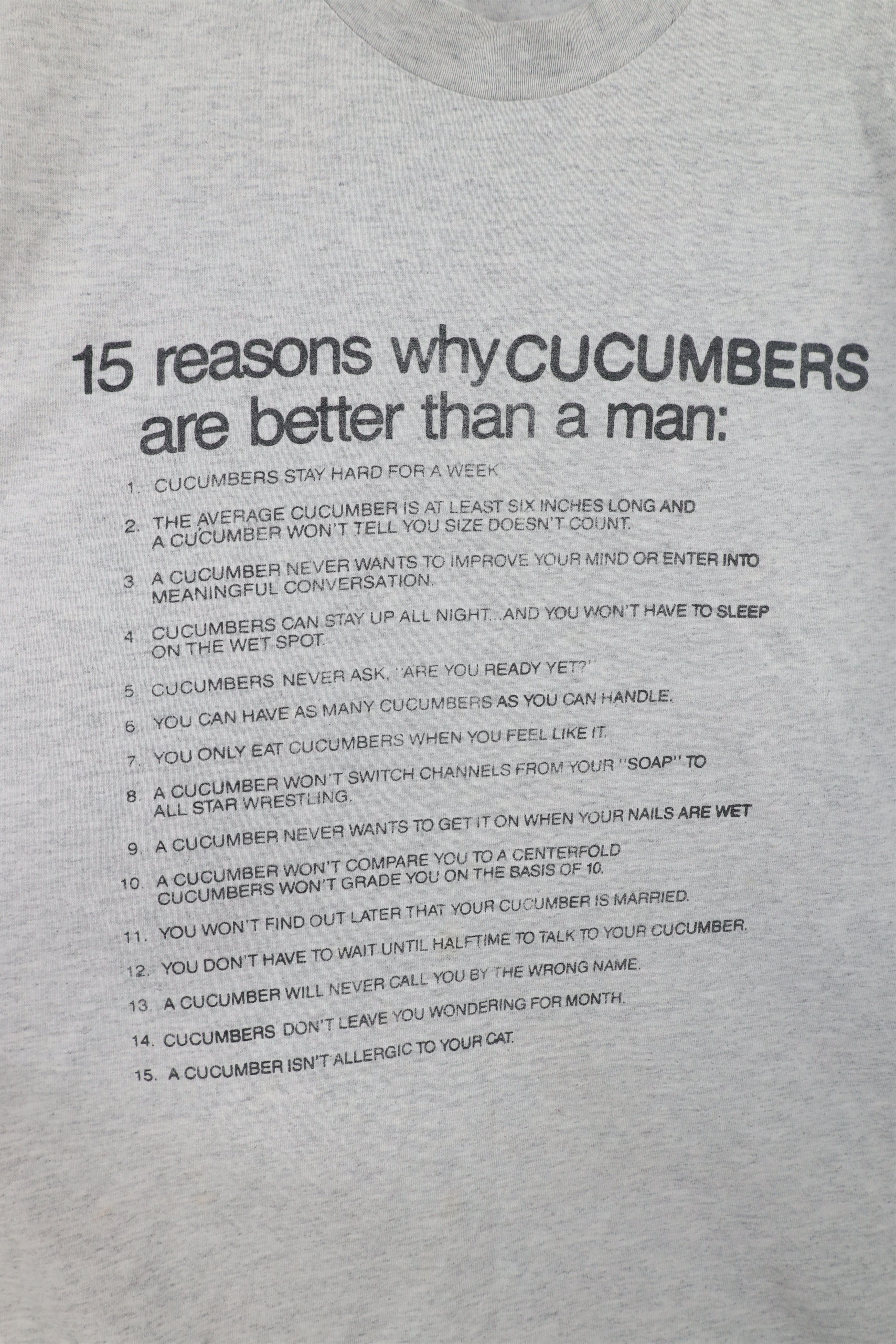 Vintage Vintage 90s Reasons A Cucumber Is Better Than A Man T-Shirt Size XL / US 12-14 / IT 48-50 - 4 Thumbnail