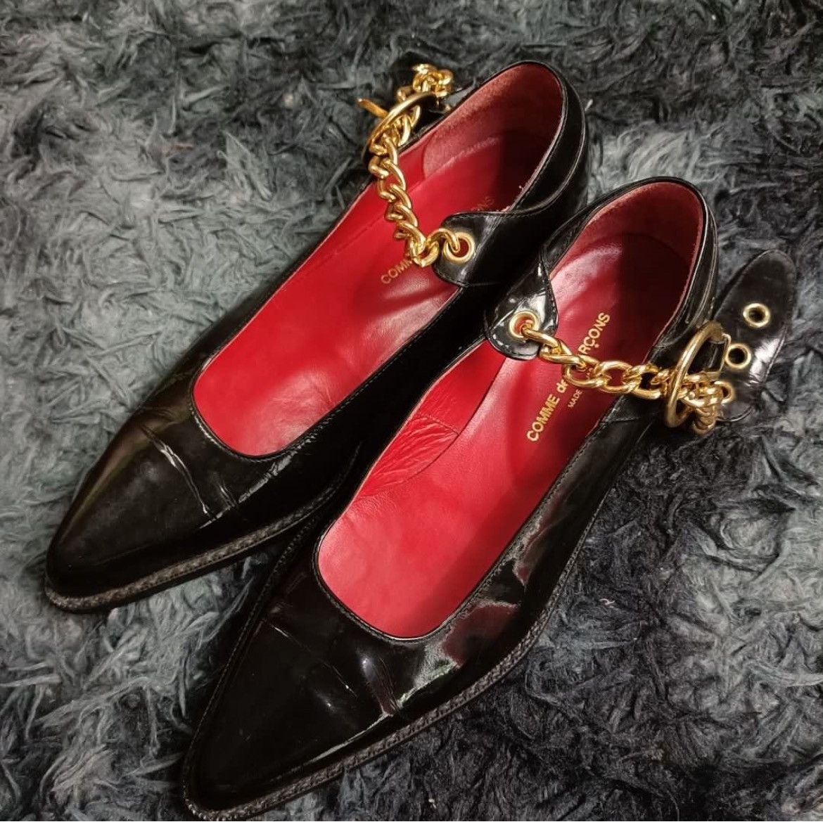 image of Comme Des Garcons Fall 2008 Chain Flats in Black, Women's (Size 9)