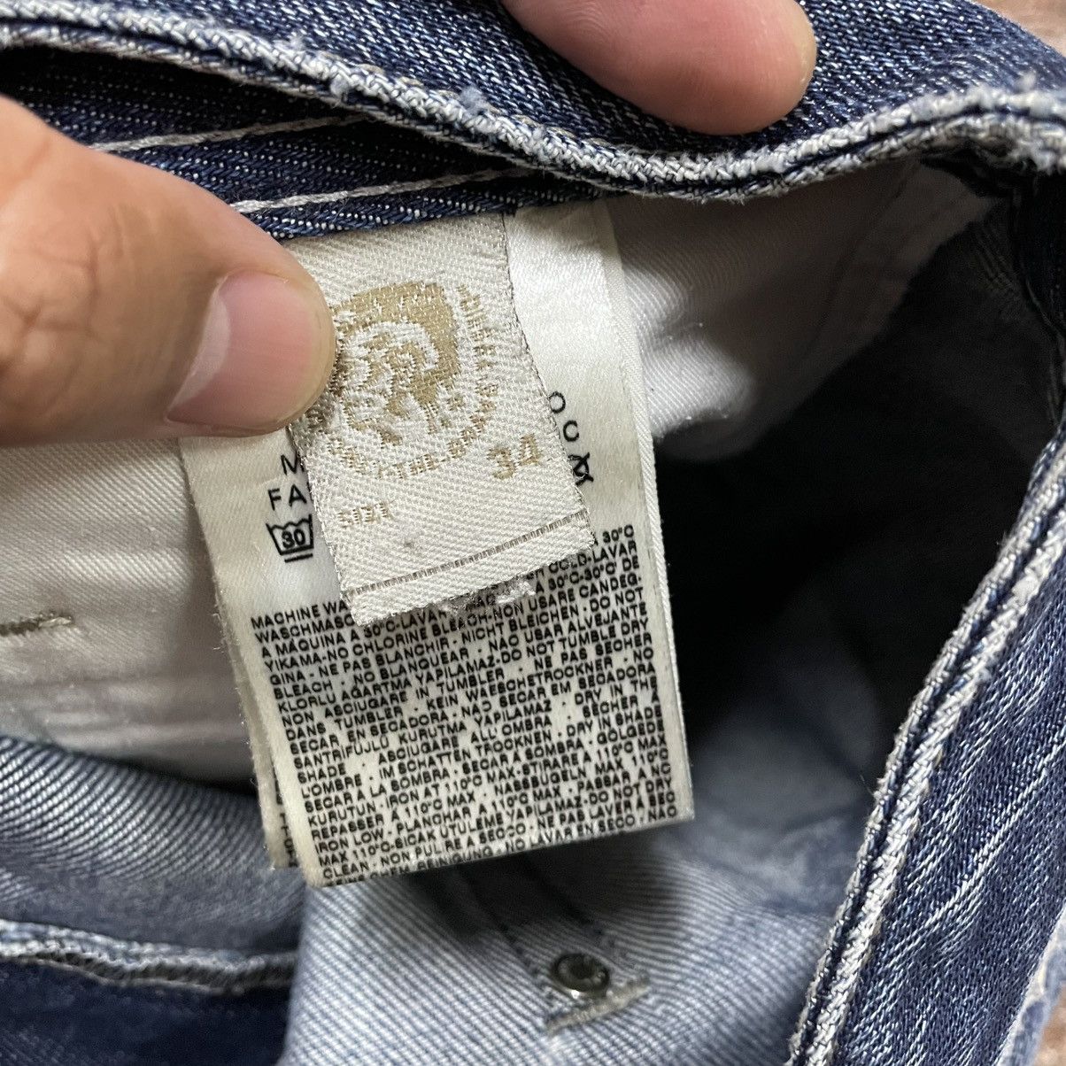 Diesel 🔥Vintage Diesel Industry Krooley Ripped Distress Denim Jeans Size US 34 / EU 50 - 16 Thumbnail