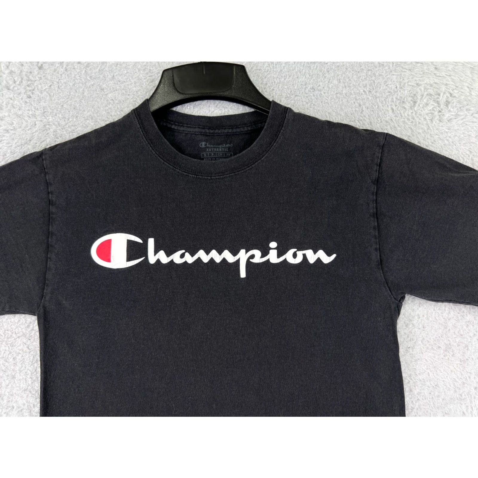 Champion VINTAGE Champion Shirt Mens Small Black Spellout Logo Short Sleeve Crew Neck Cotton Size US S / EU 44-46 / 1 - 5 Thumbnail