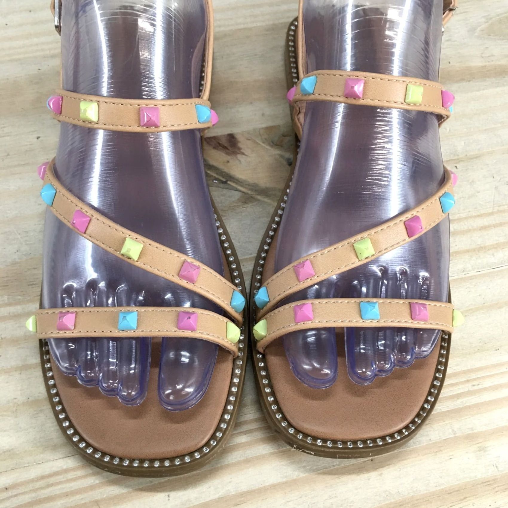 Steve Madden Steve Madden Sandals Women 4 Skill Studed Strappy Slingback Brown Faux Leather Size US 4 / IT 34 - 3 Thumbnail