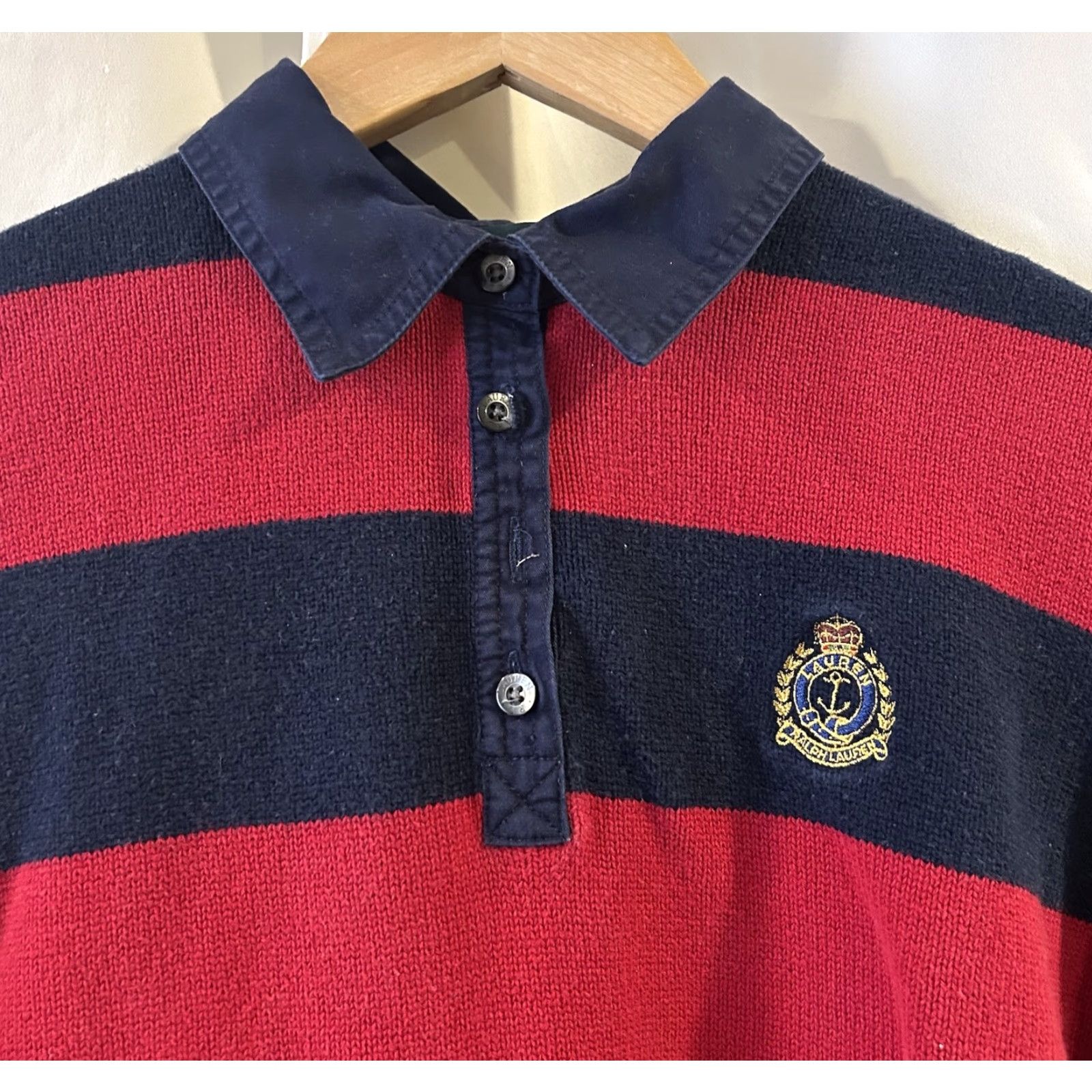 Ralph Lauren Ralph Lauren Pullover Sweater Collared Navy Red Striped Women’s Large Size L Multicolor Knit Size L / US 10 / IT 46 - 2 Thumbnail