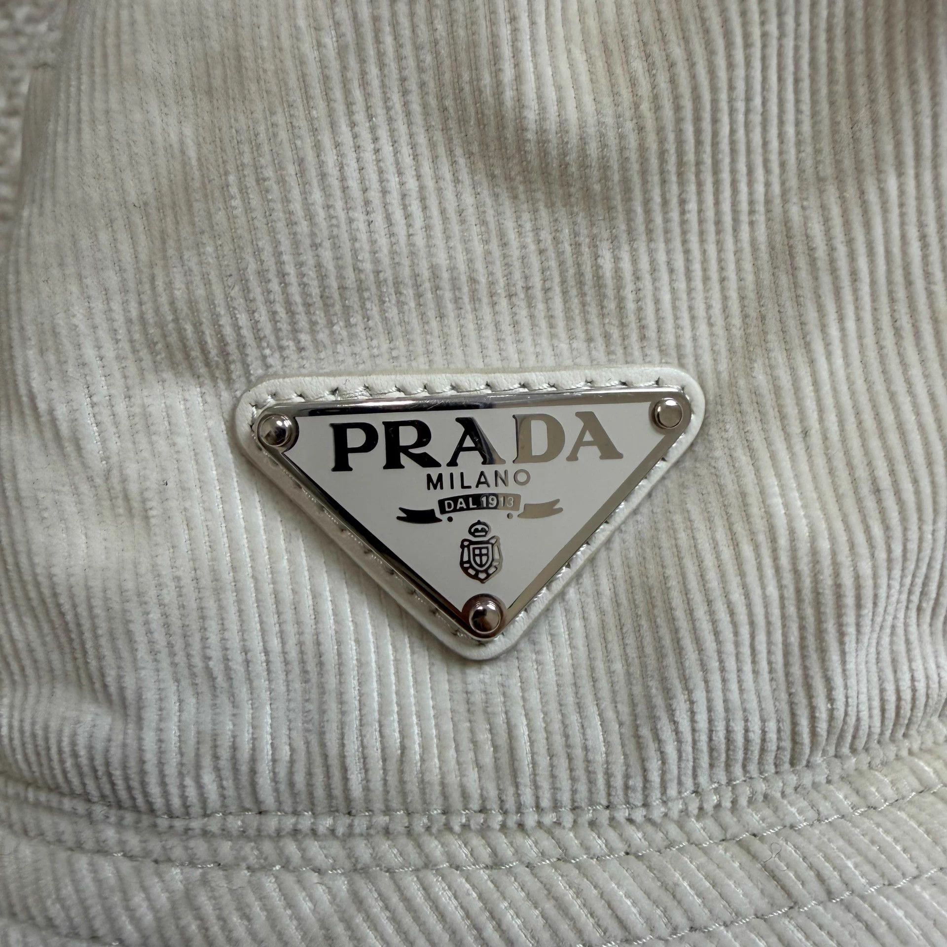 Prada PRADA Enamel Corduroy Men's Oatmeal Fisherman Hat Size ONE SIZE - 3 Thumbnail