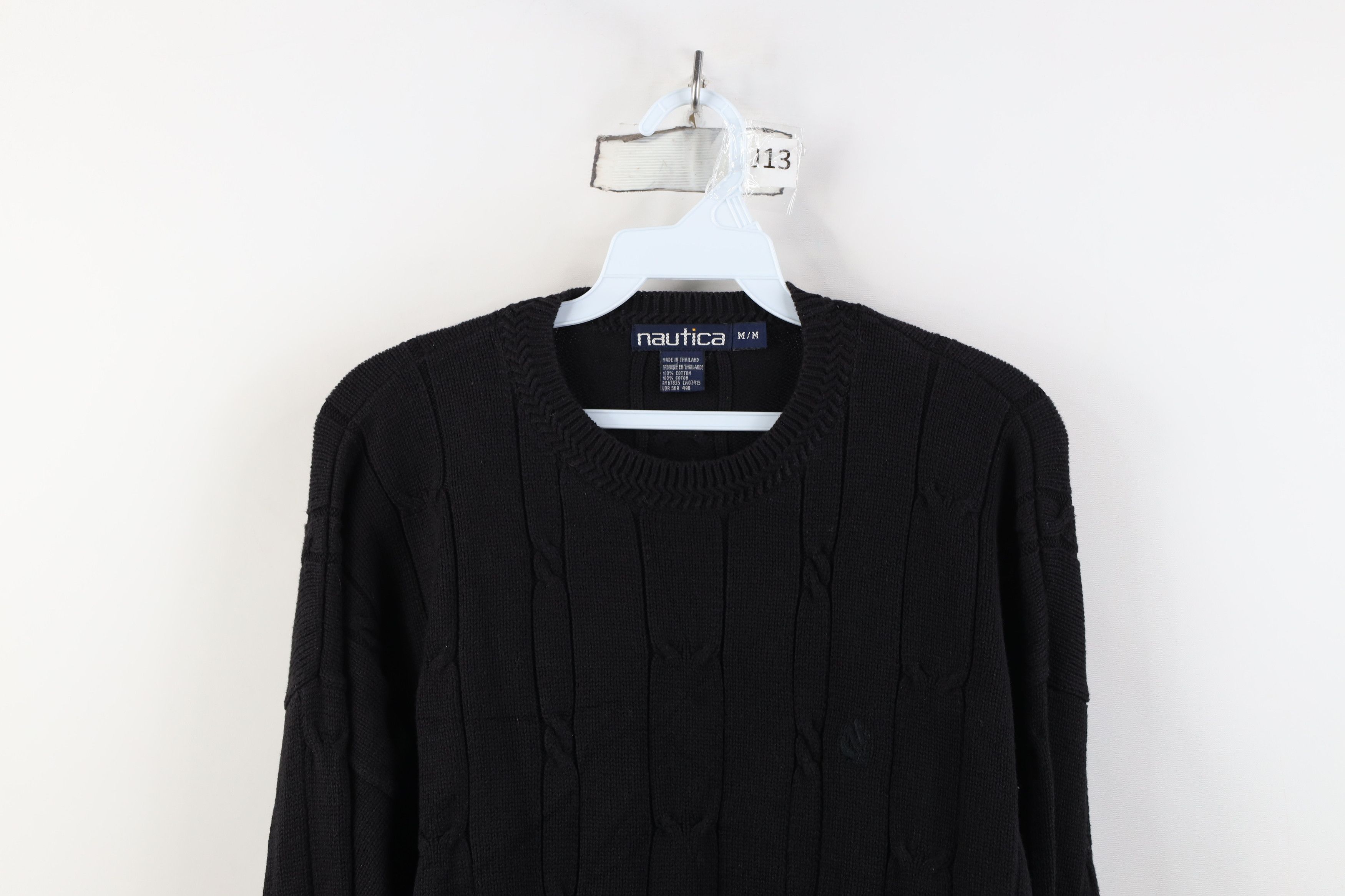 Nautica Vintage 90s Nautica Sailboat Cotton Cable Knit Sweater Black Size US M / EU 48-50 / 2 - 2 Thumbnail