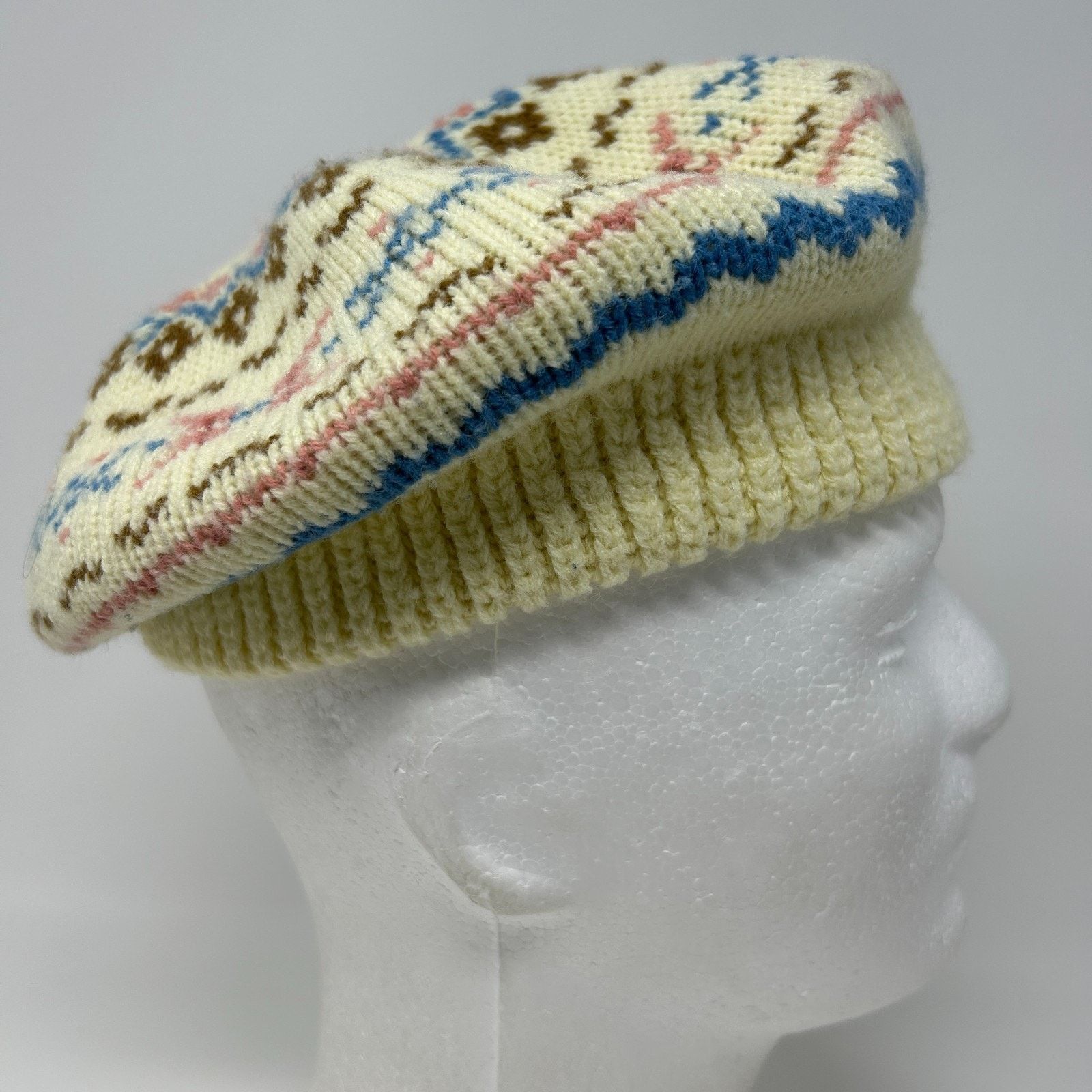 Vintage Vintage 80s 90s Fair Isle Beret Hat Paris Accessories Inc Size ONE SIZE - 7 Thumbnail