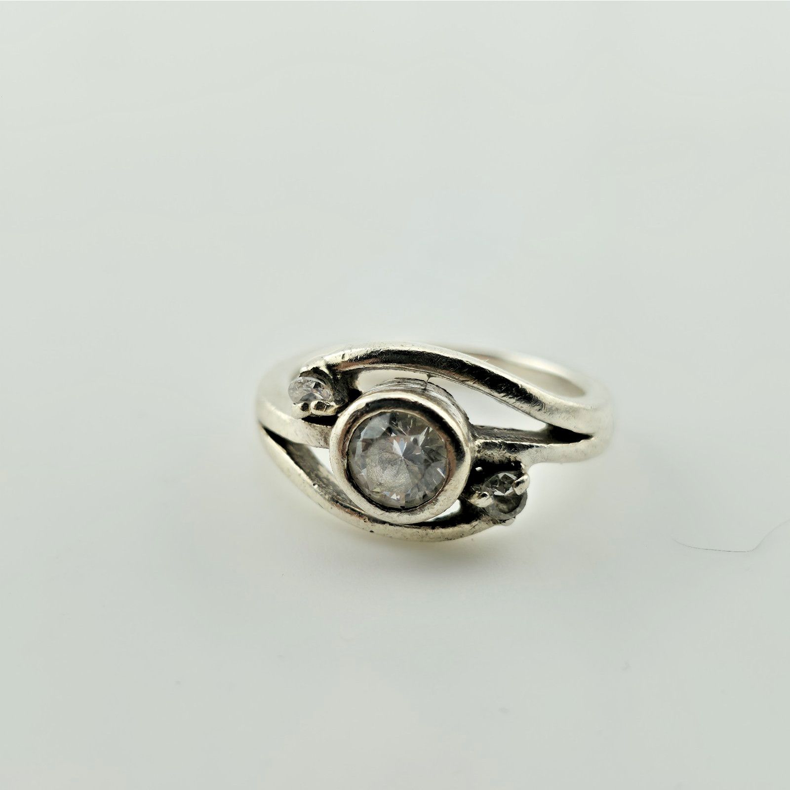 Other Sterling Silver CZ Ring Size 7 Swirl Clear Ring Size ONE SIZE - 2 Thumbnail