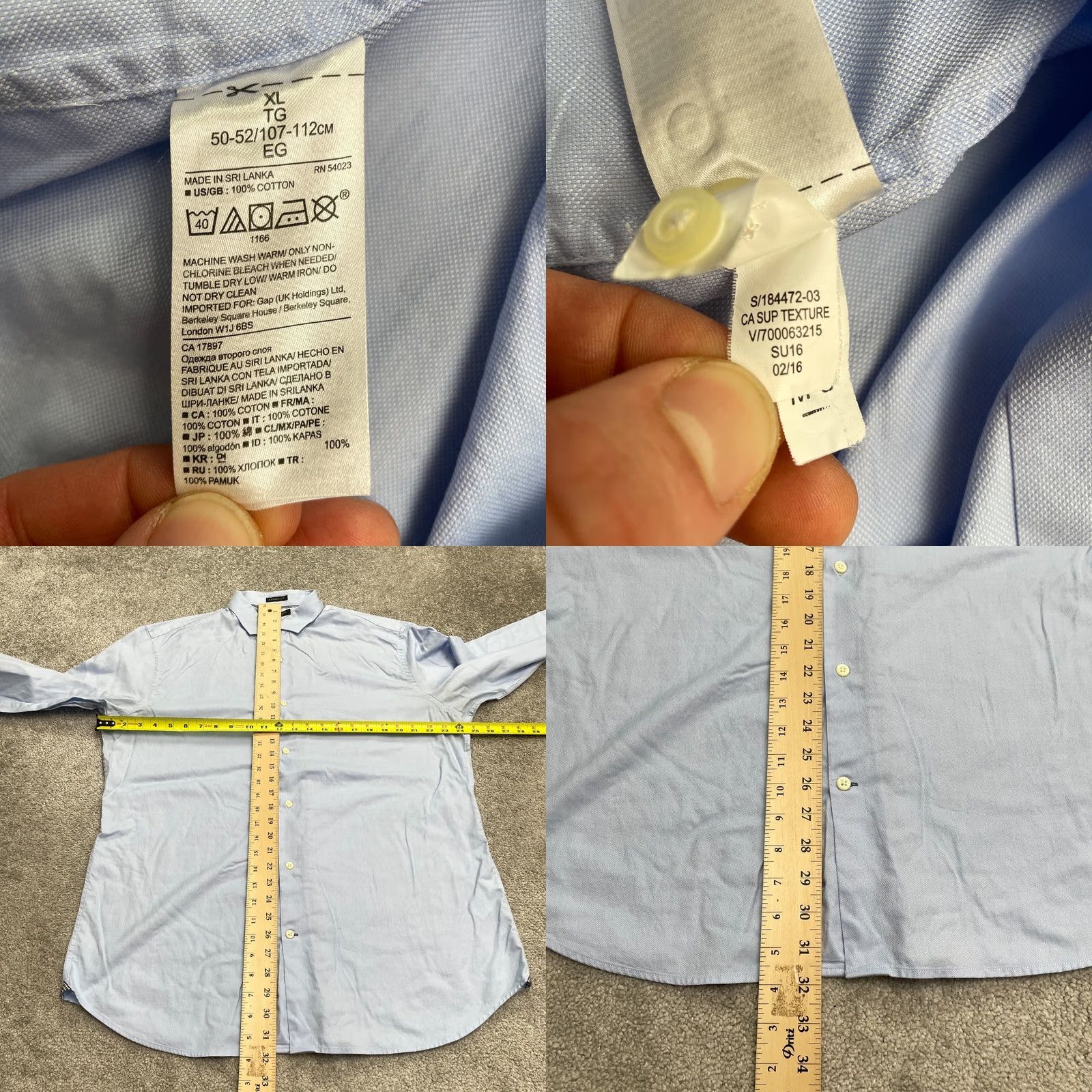 Banana Republic Banana Republic Dress Shirt Mens XL Light Blue Cotton Classic Work Size 46R - 8 Thumbnail