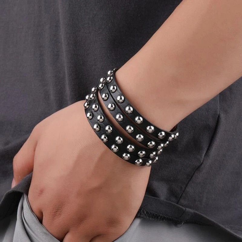 Jewelry Black Leather Bracelet Size ONE SIZE - 1 Thumbnail