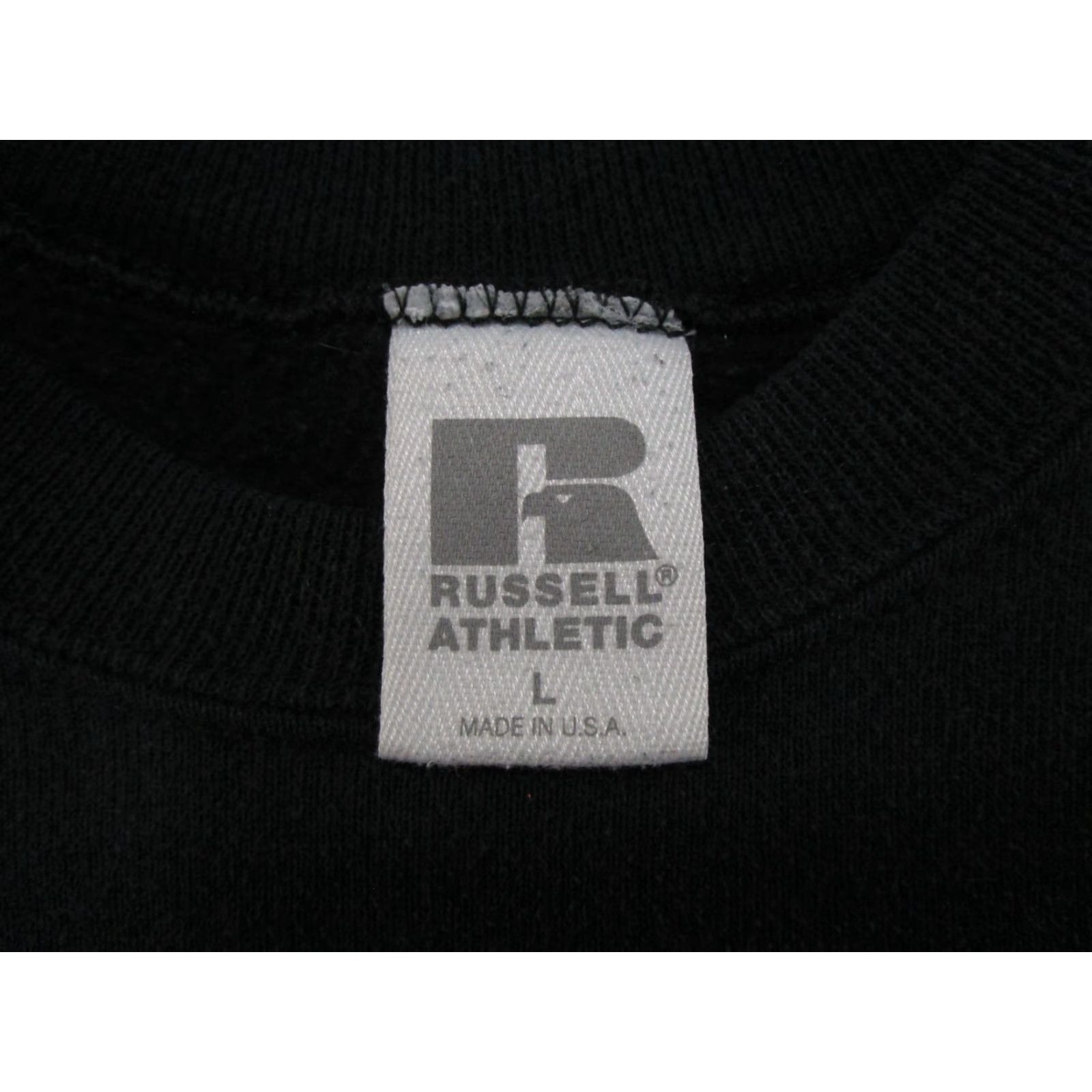 Russell Athletic VINTAGE Russell Athletic Sweatshirt Raglan Striped Sleeve 90s Size L Black Women Pullover Crew Neck Activewear Made USA Size L / US 10 / IT 46 - 2 Thumbnail