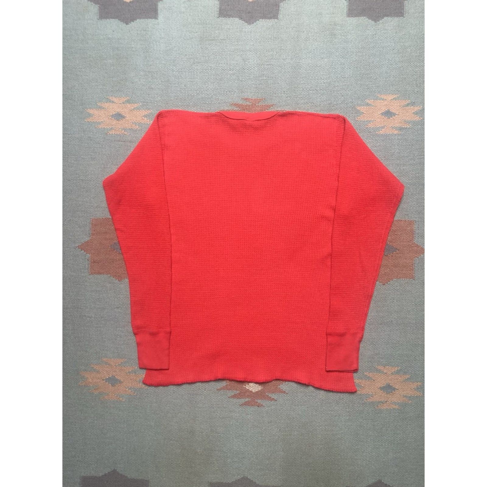 Layer 8 VINTAGE 70s waffle knit thermal shirt crimson red base layer soft worn womens XL Size XL / US 12-14 / IT 48-50 - 6 Thumbnail