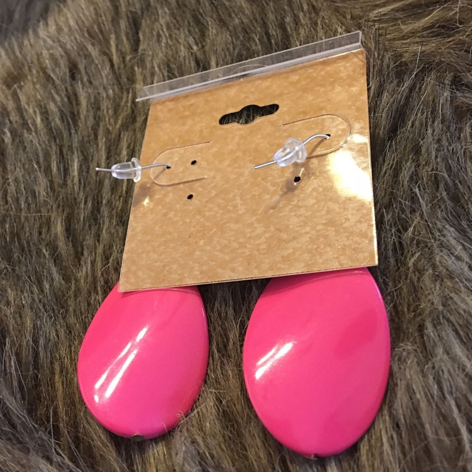 Jewelry Pink resin disc fish hook earrings Size ONE SIZE - 4 Thumbnail
