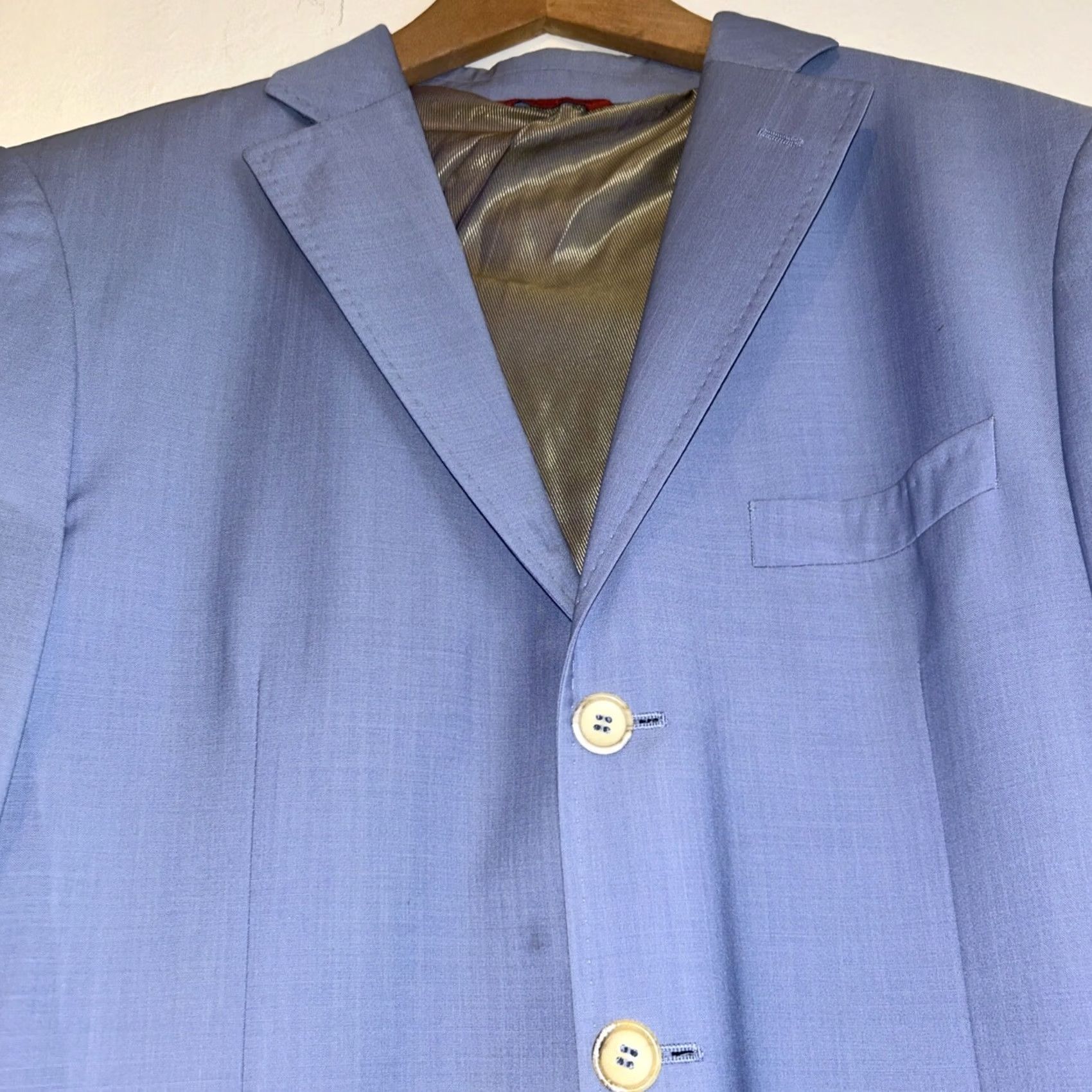Vintage GINO SARTORE Blazer Jacket Wool Solid Sky Blue Single-Breasted Button-Down Wool Lining Regular Men EUC 52 Size 52 Gray Vintage No Size 52R - 5 Thumbnail