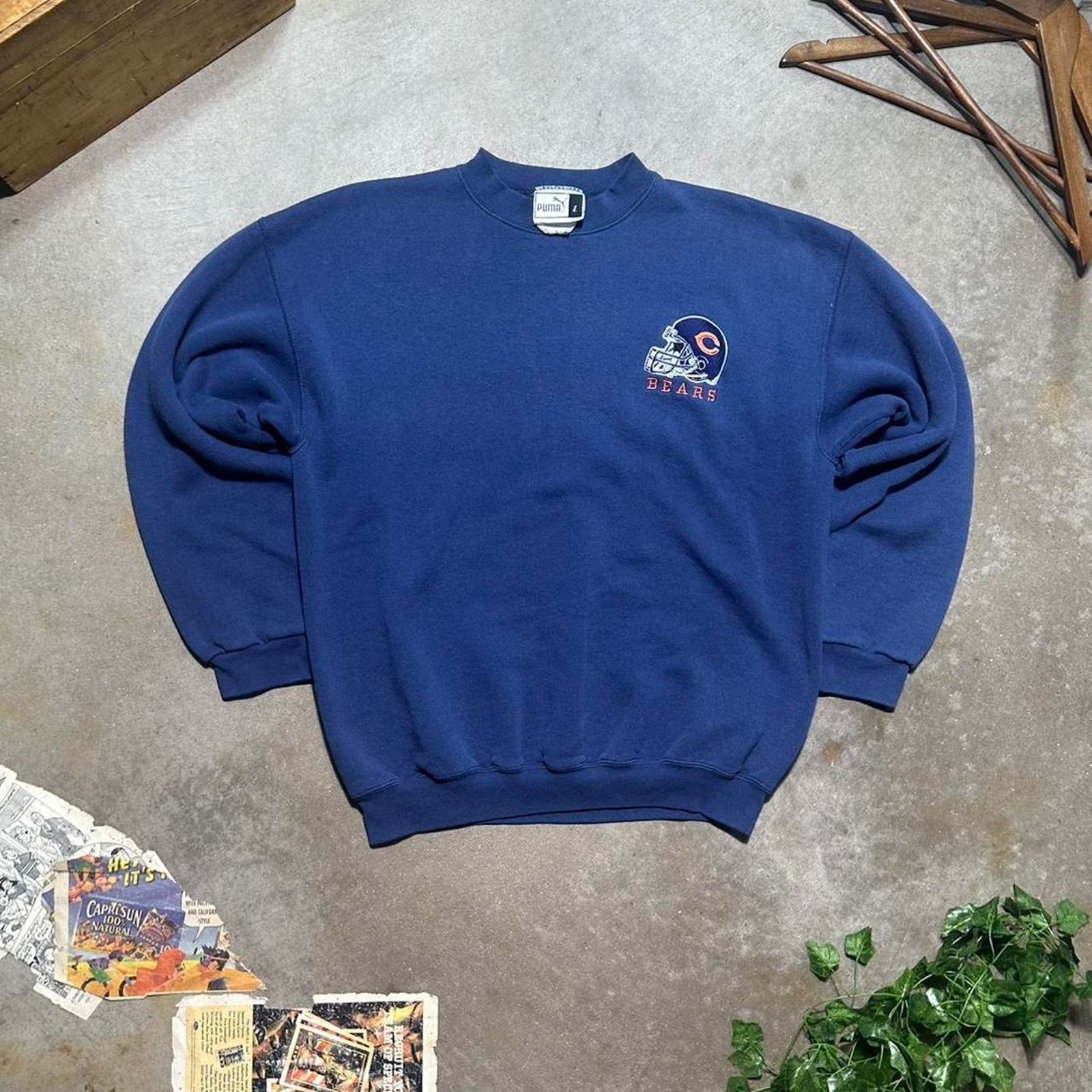 Puma Vintage 90s Puma Chicago Bears Crewneck NFL Sweatshirt Blue Size US L / EU 52-54 / 3 - 1 Thumbnail